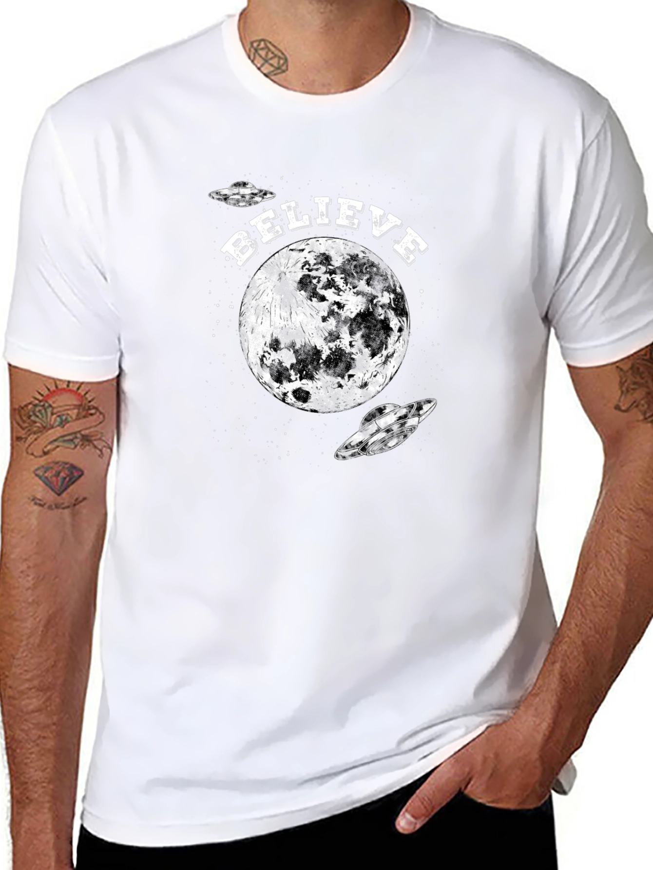 Believe Moon UFO Graphic Tee