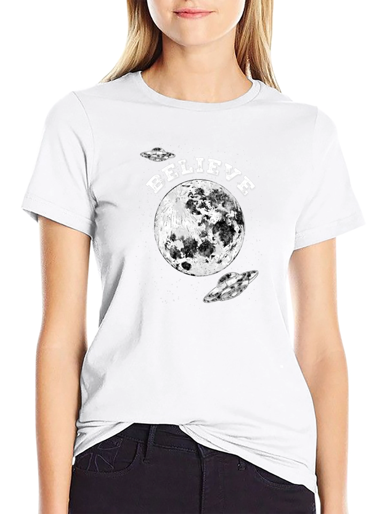 Believe Moon UFO Graphic Tee