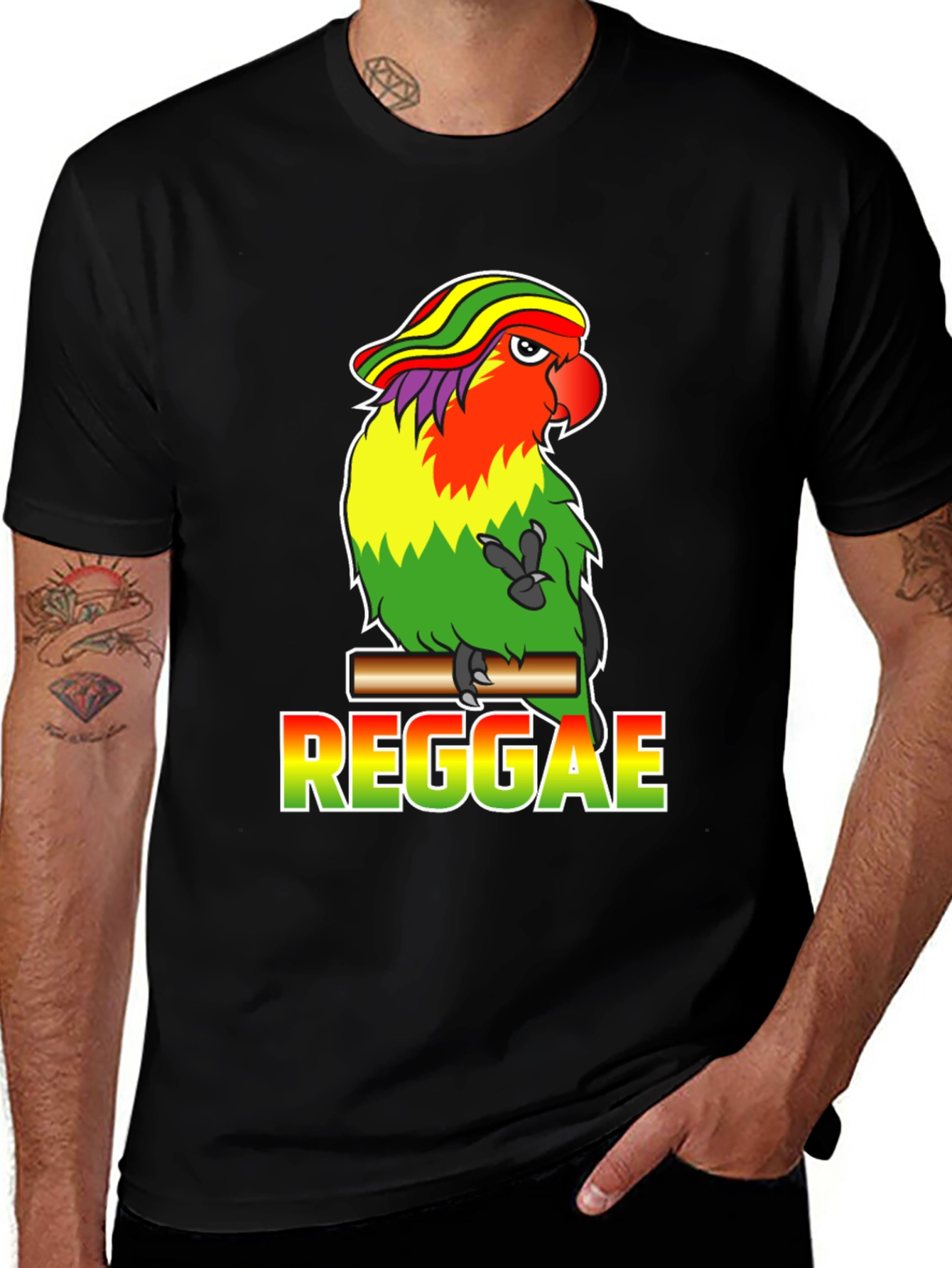 Reggae Parrot Graphic T-Shirt