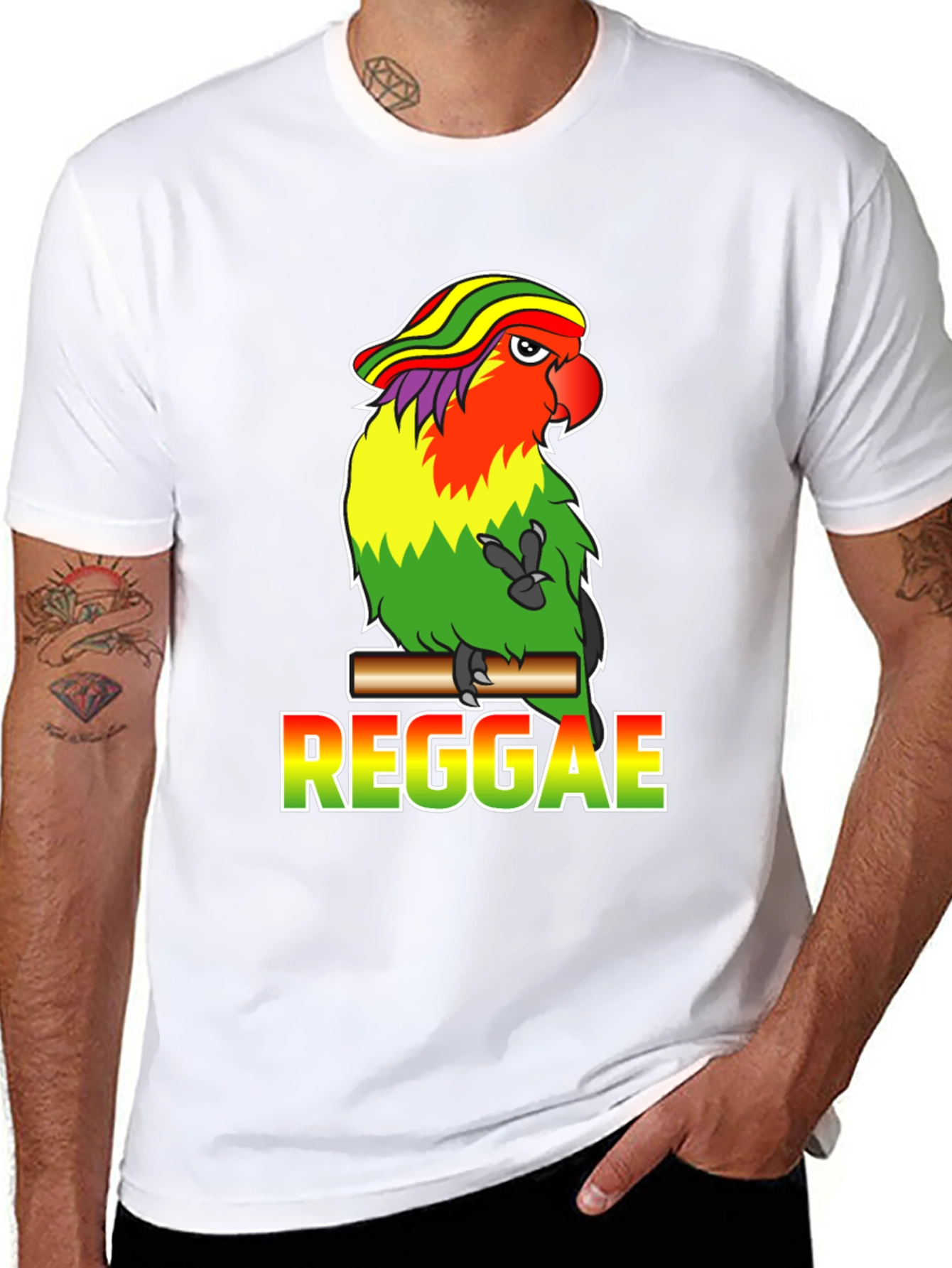 Reggae Parrot Graphic T-Shirt
