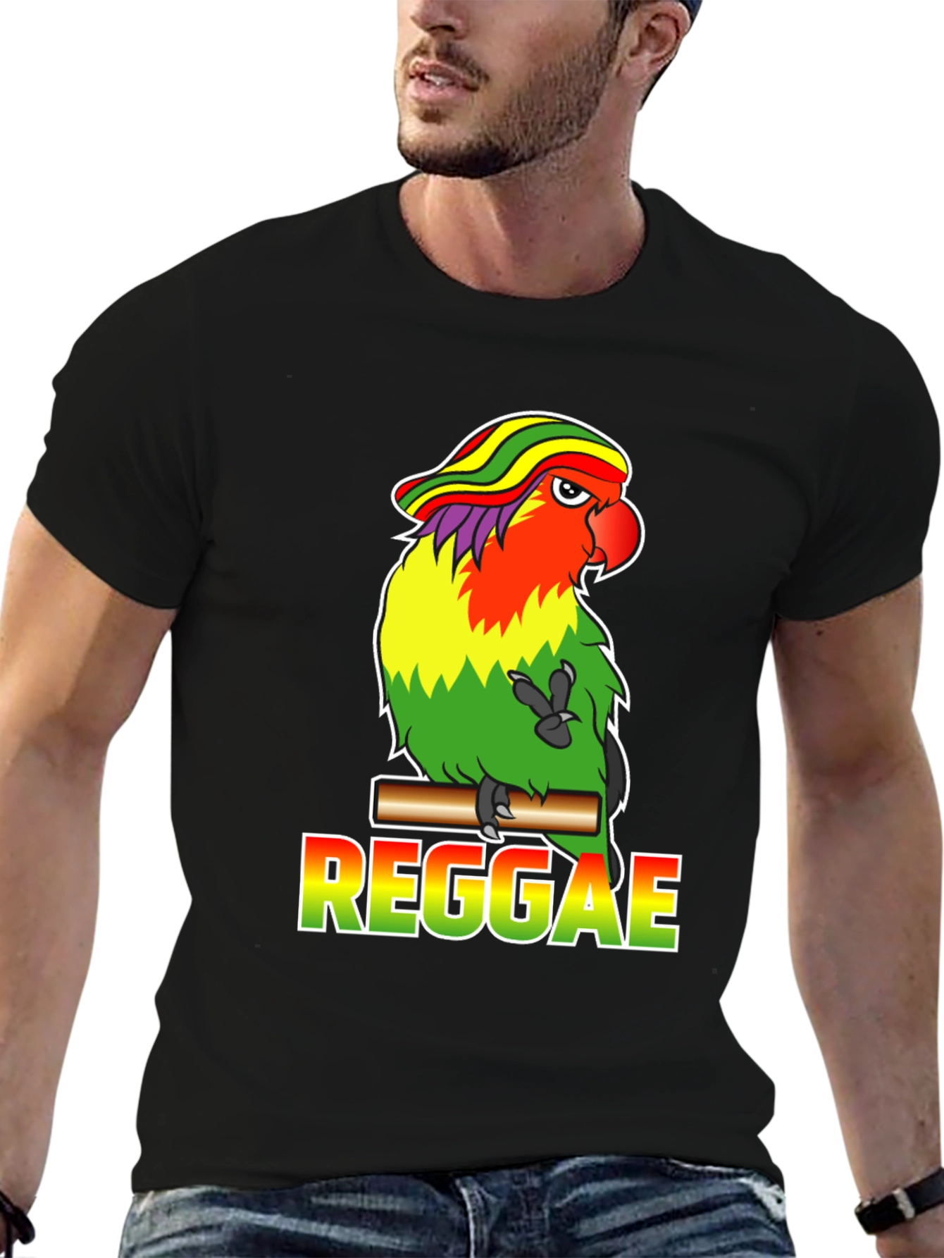 Reggae Parrot Graphic T-Shirt
