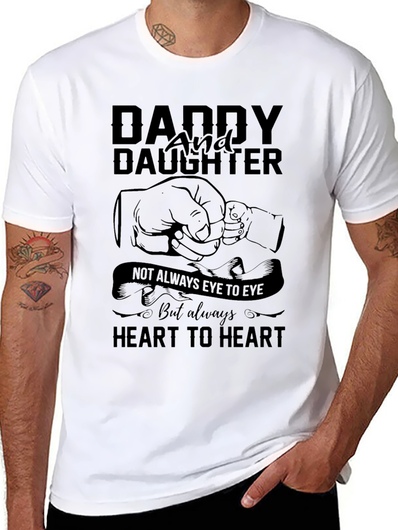Daddy Daughter Heart to Heart Graphic Tee