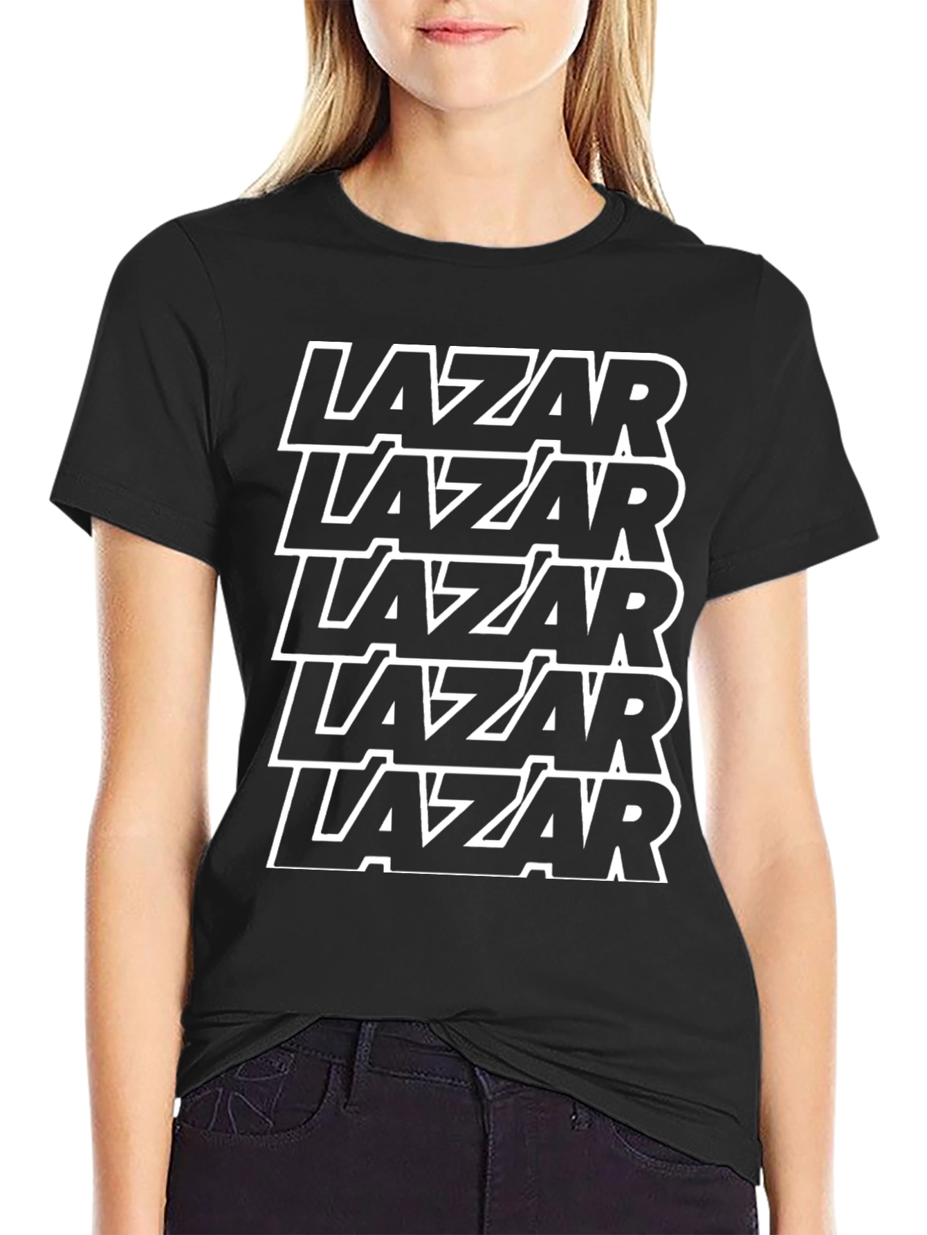 Lazar Text Graphic Print Black T-Shirt