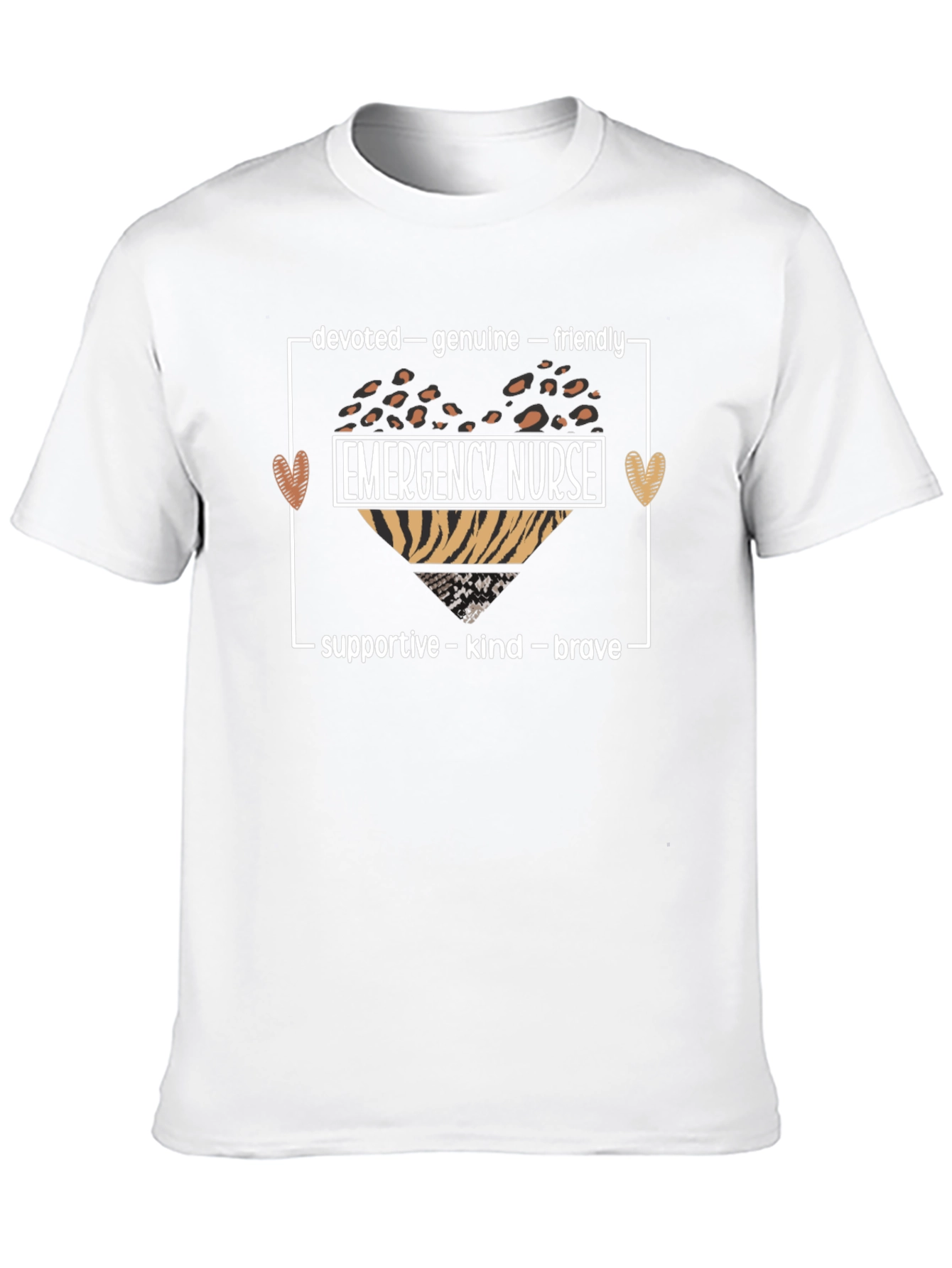 Emergency Nurse Heart Graphic T-Shirt - Devoted Genuine Friendly