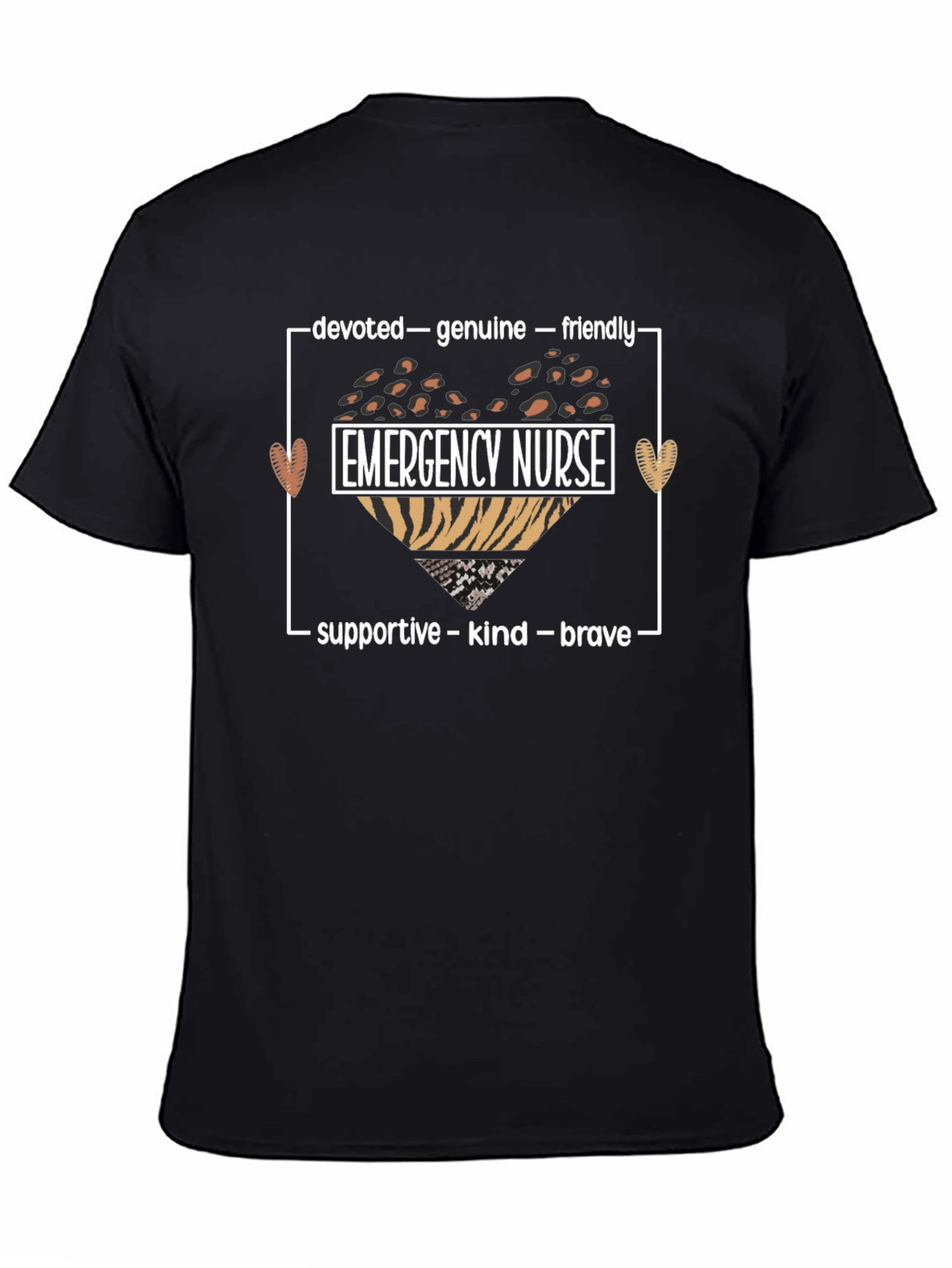 Emergency Nurse Heart Graphic T-Shirt - Devoted Genuine Friendly