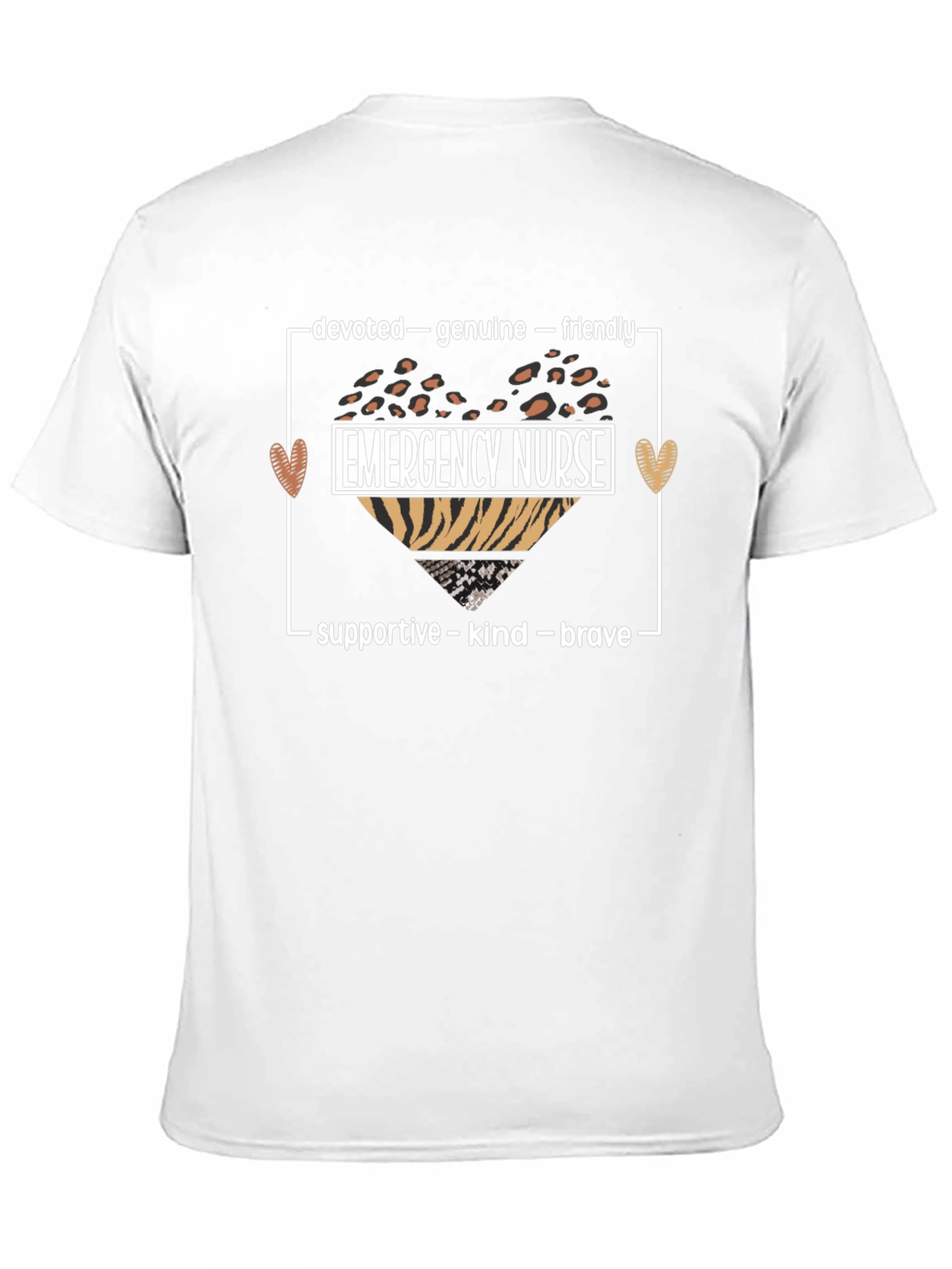 Emergency Nurse Heart Graphic T-Shirt - Devoted Genuine Friendly