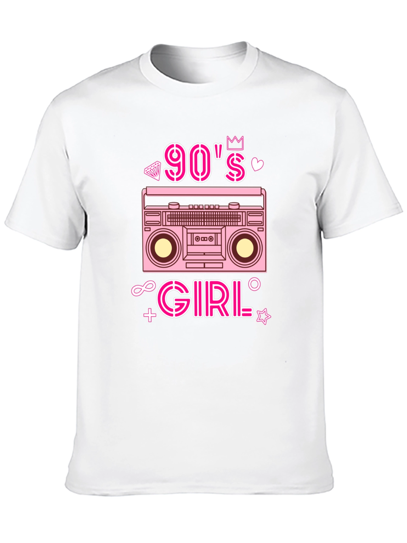90s Girl Retro Boombox Graphic Tee - Black T-Shirt
