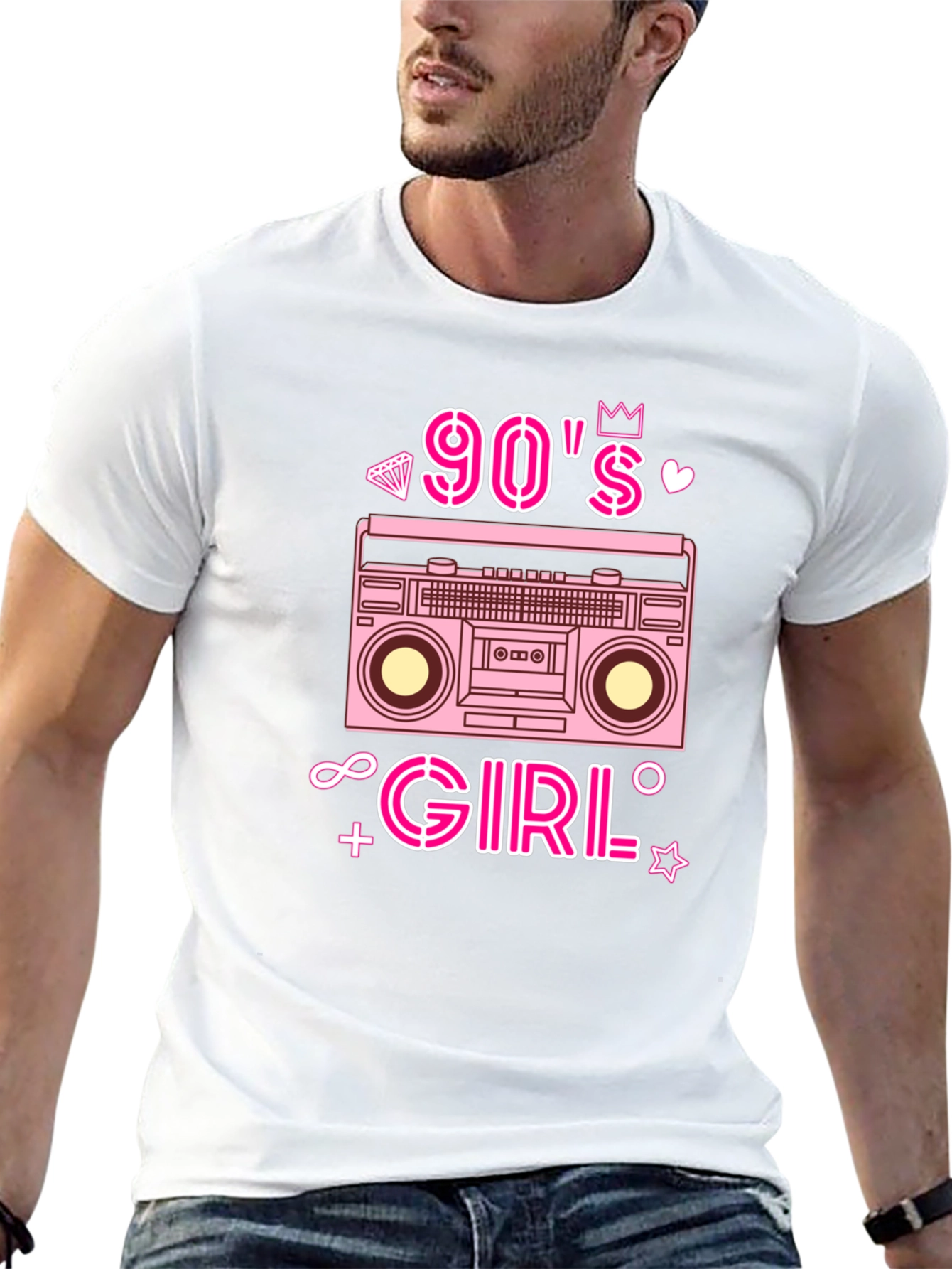 90s Girl Retro Boombox Graphic Tee - Black T-Shirt