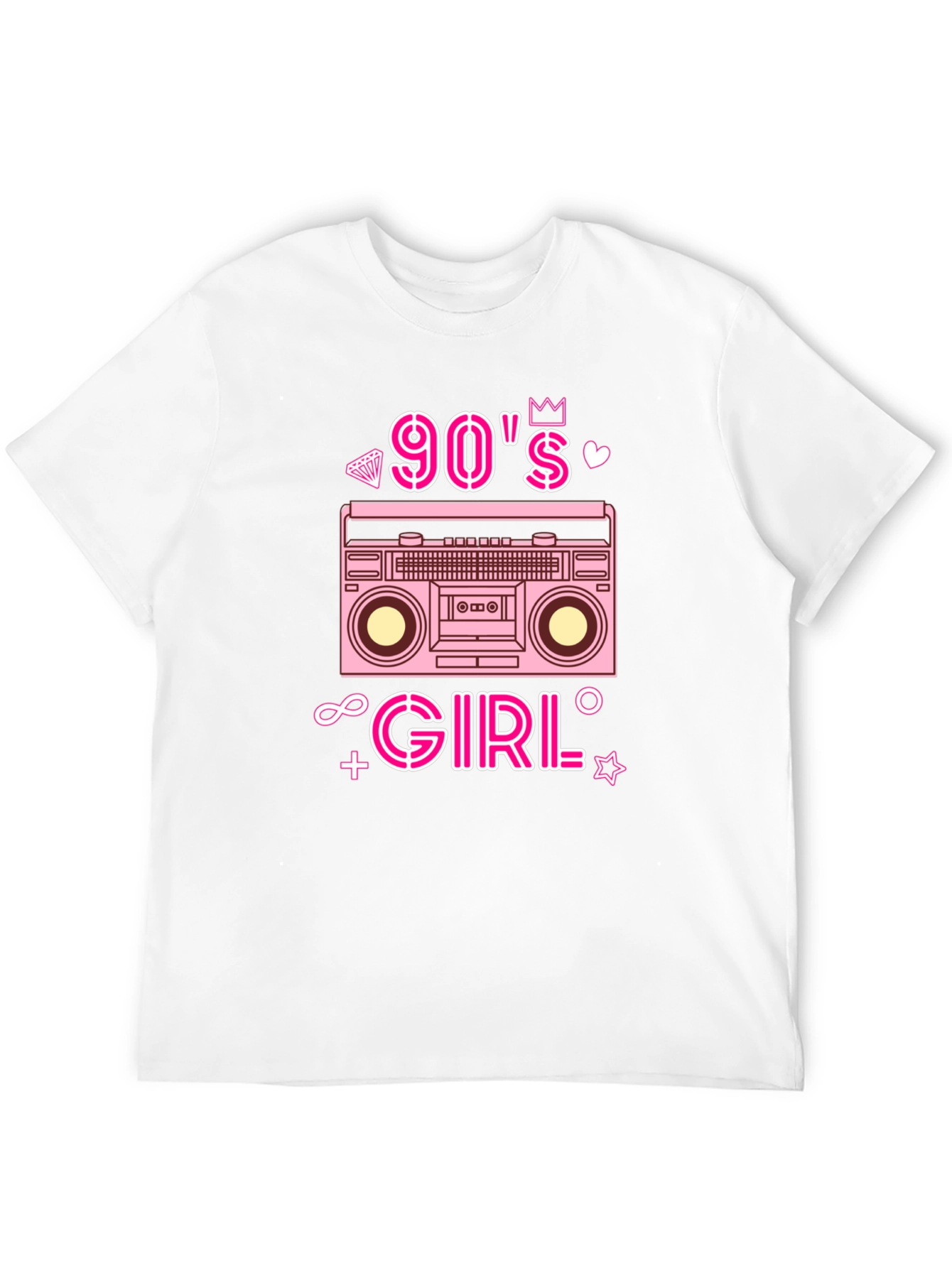90s Girl Retro Boombox Graphic Tee - Black T-Shirt