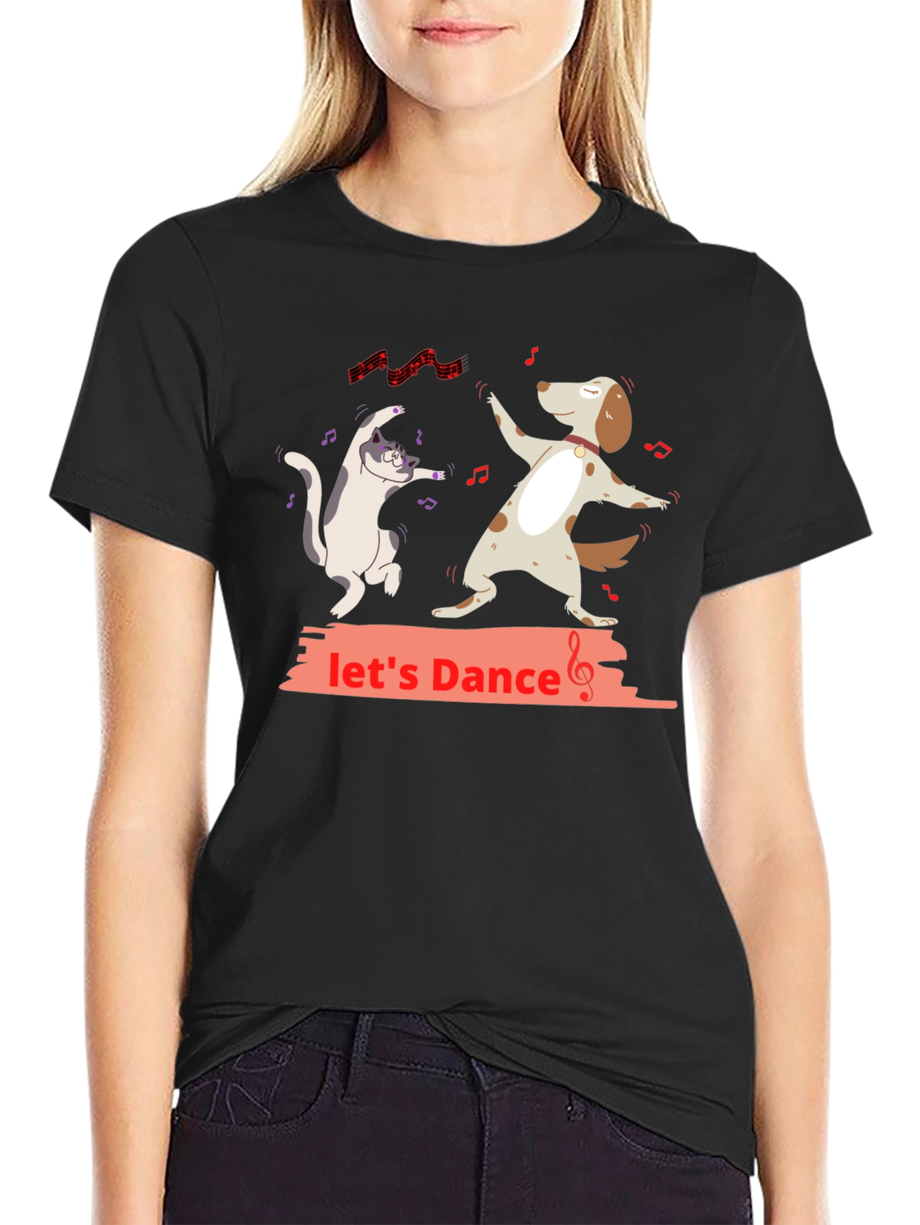Lets Dance Dog & Cat Graphic T-Shirt