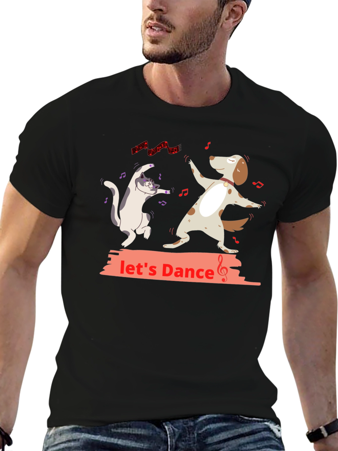 Lets Dance Dog & Cat Graphic T-Shirt