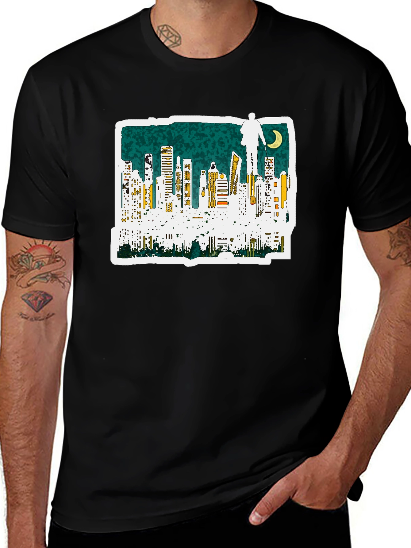 Cityscape Graphic Black T-Shirt