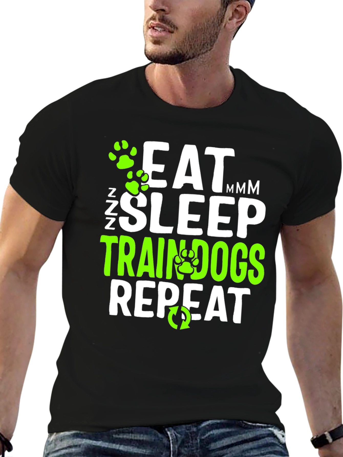 Eat Sleep Train Dogs Repeat Graphic T-Shirt