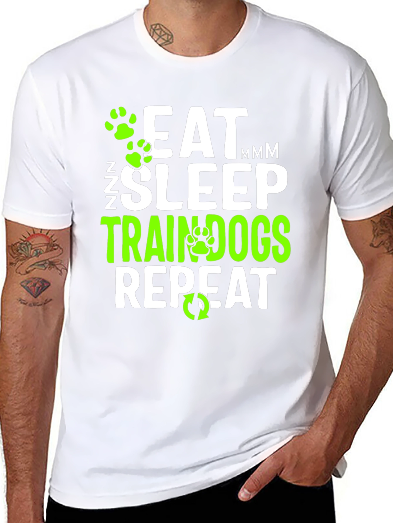 Eat Sleep Train Dogs Repeat Graphic T-Shirt