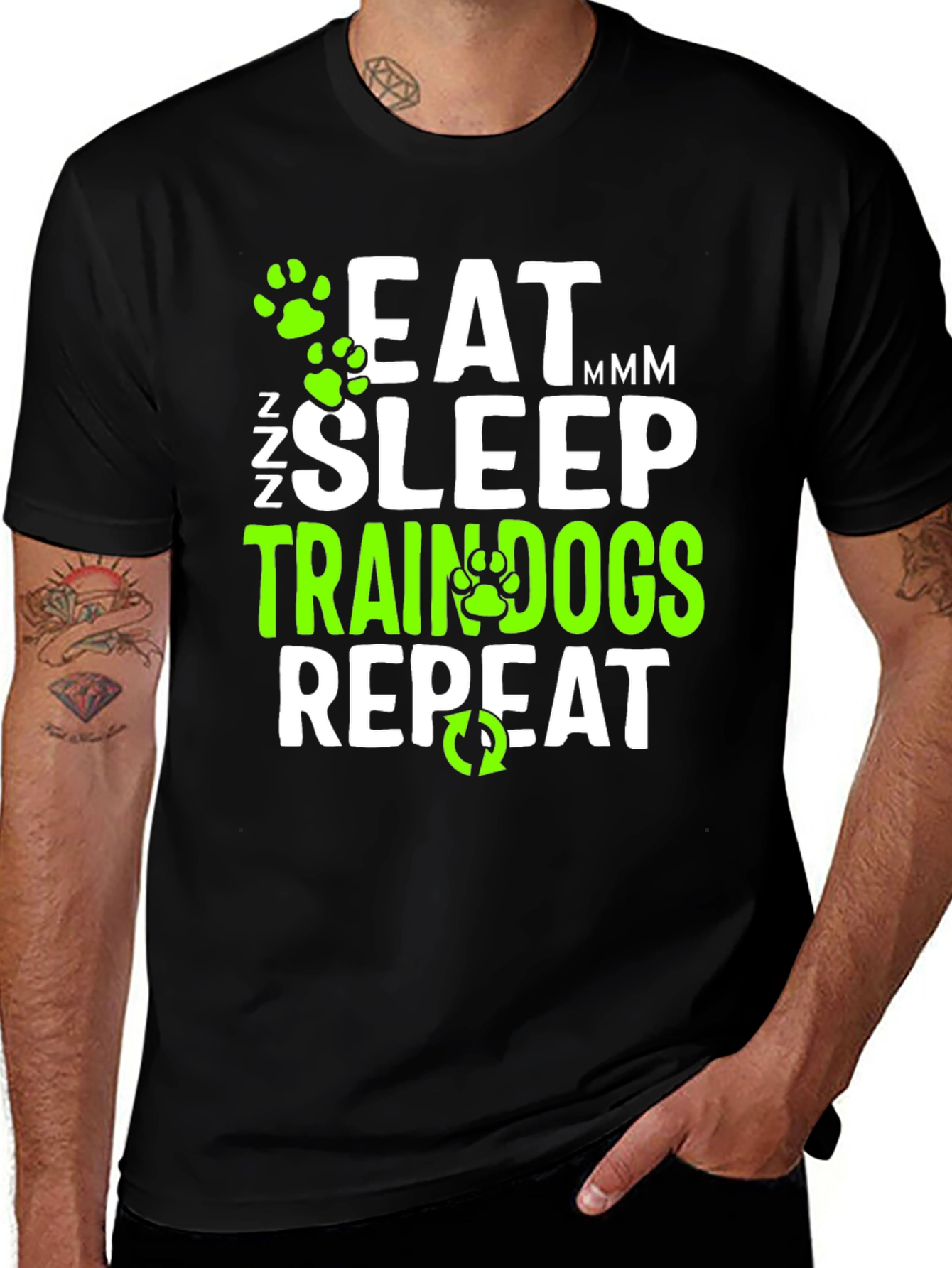 Eat Sleep Train Dogs Repeat Graphic T-Shirt