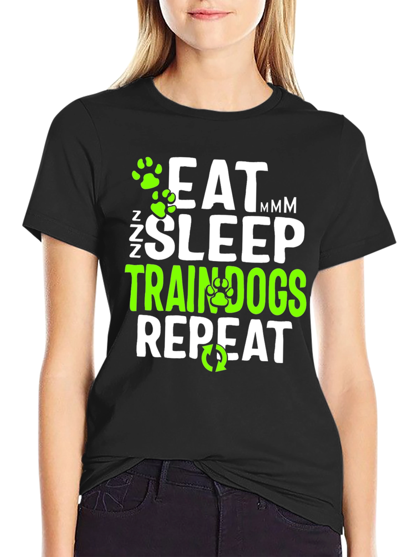 Eat Sleep Train Dogs Repeat Graphic T-Shirt