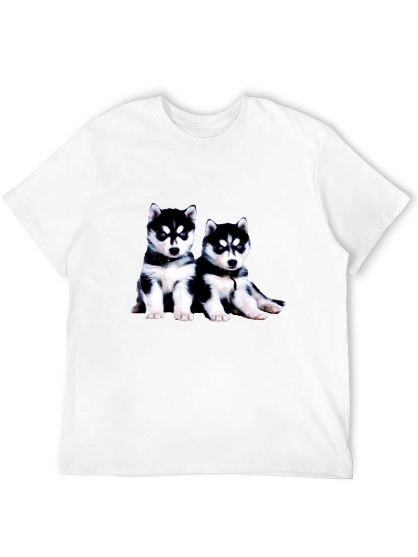 Husky Puppy Graphic Tee - Black Crew Neck