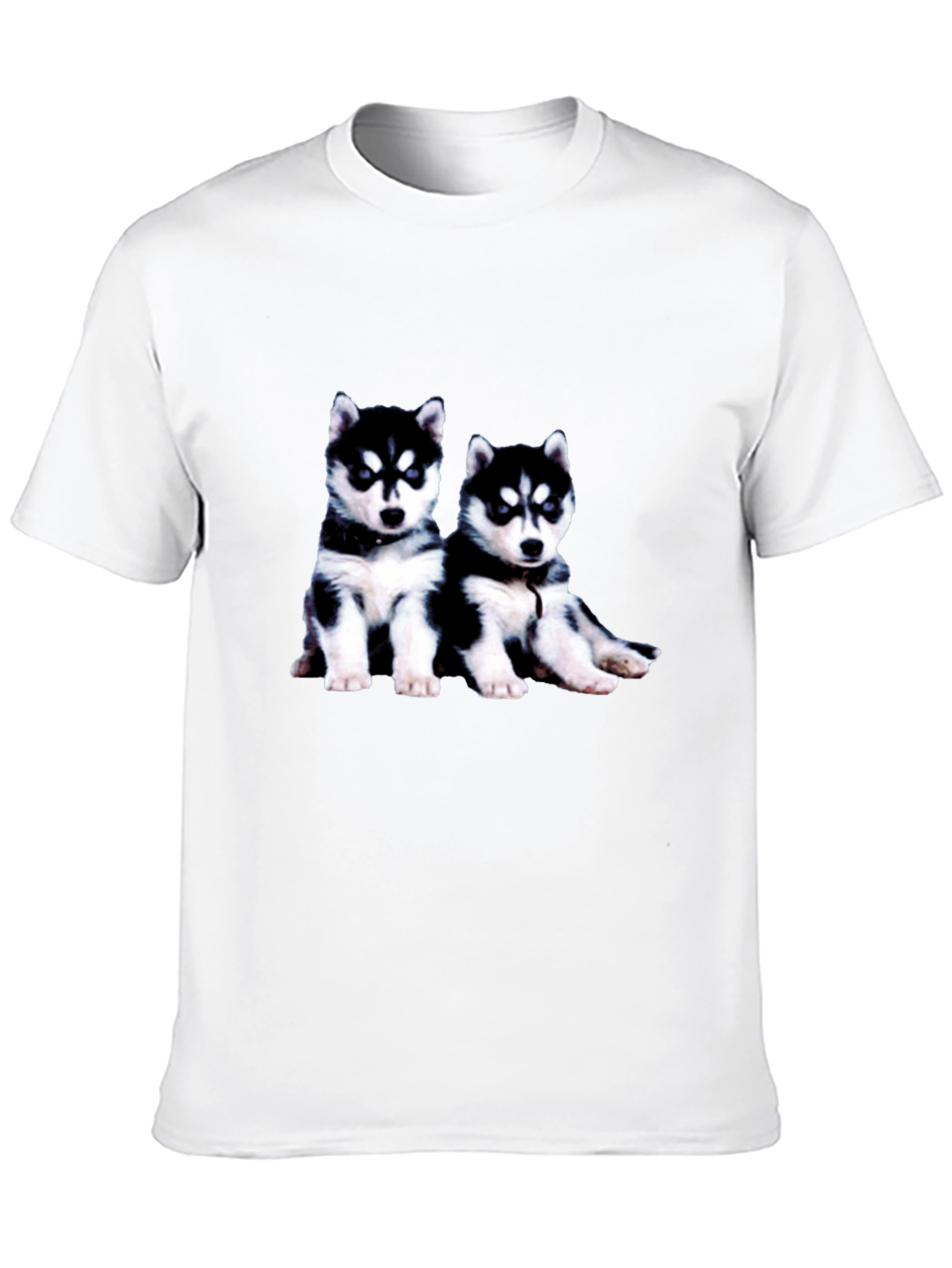 Husky Puppy Graphic Tee - Black Crew Neck