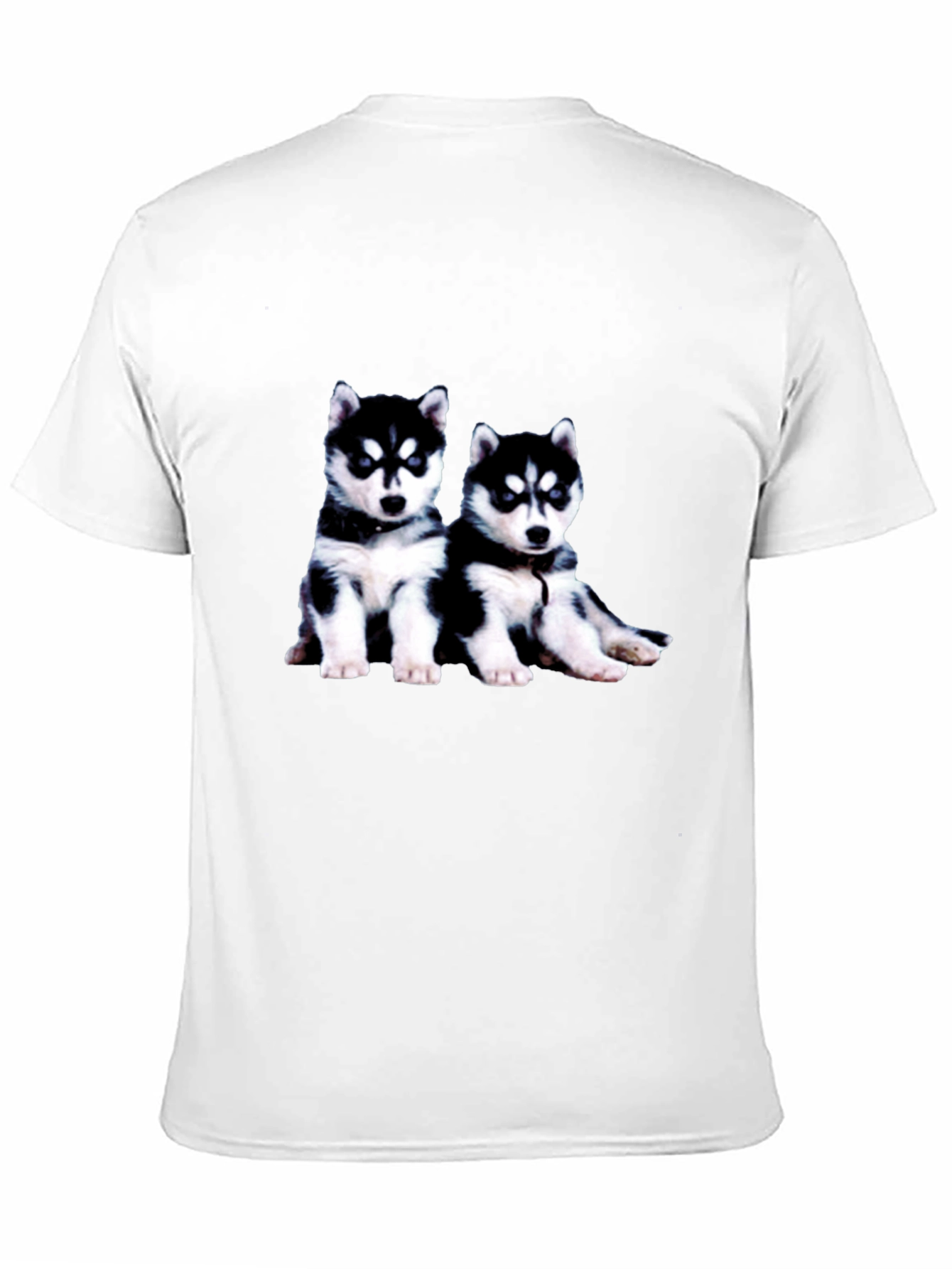 Husky Puppy Graphic Tee - Black Crew Neck