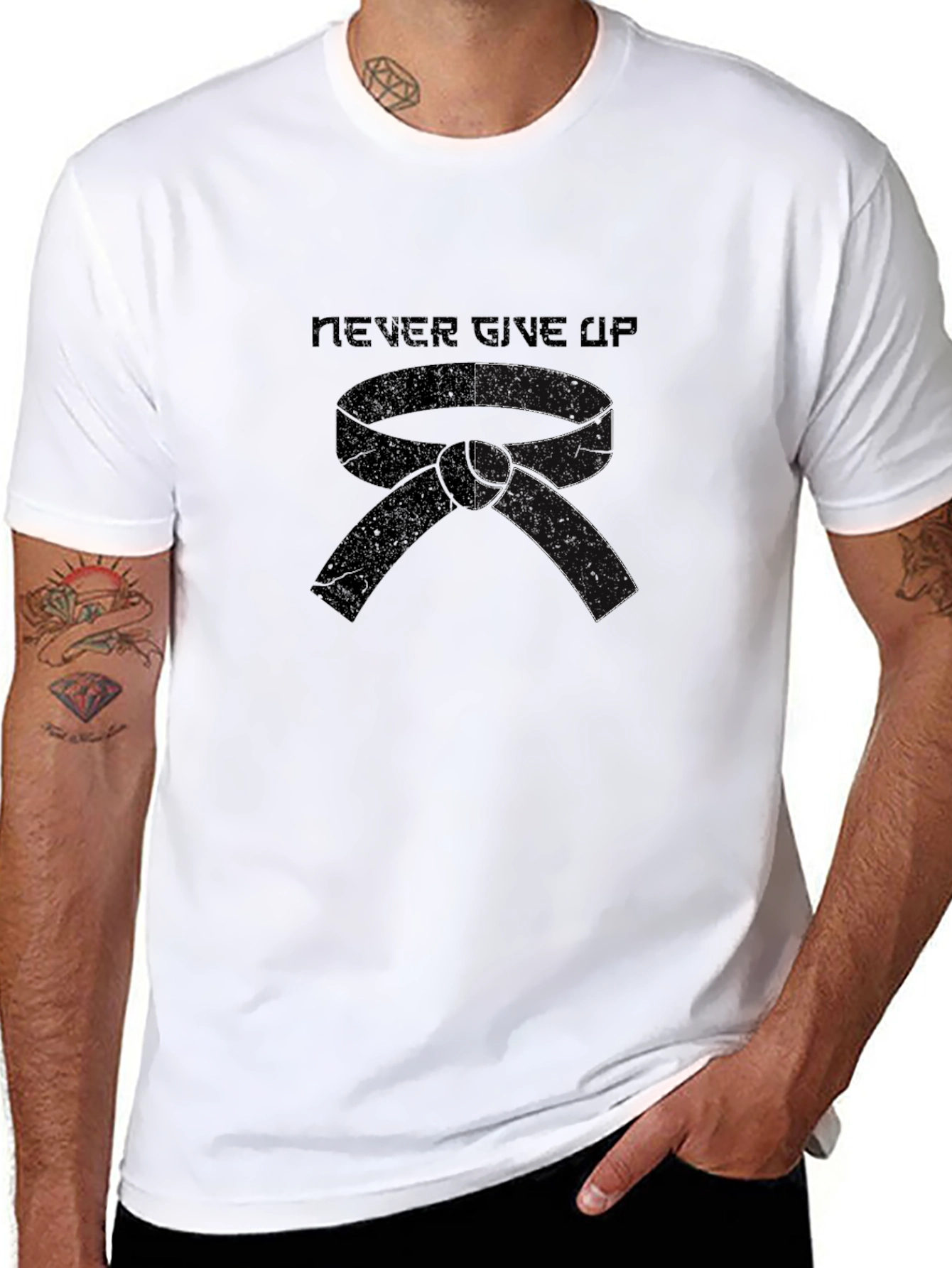 Never Give Up Martial Arts Black Belt T-Shirt