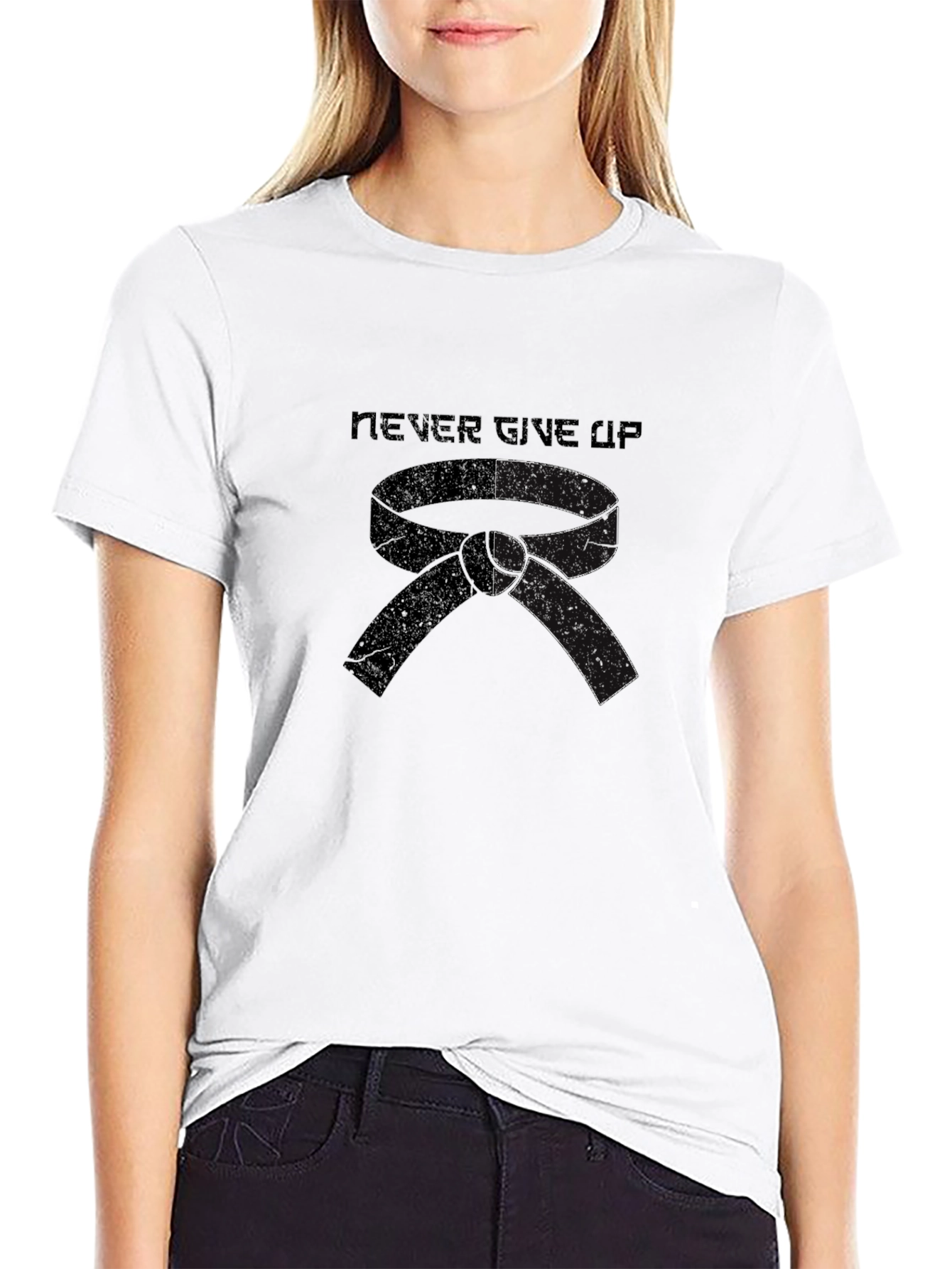 Never Give Up Martial Arts Black Belt T-Shirt