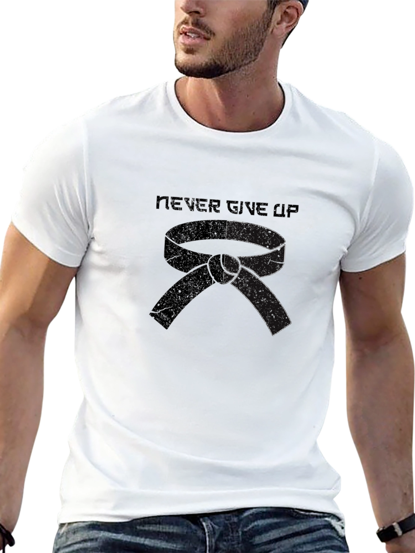 Never Give Up Martial Arts Black Belt T-Shirt