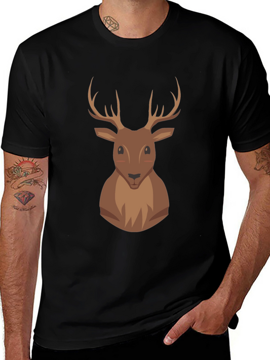 Deer Graphic Print Black T-Shirt
