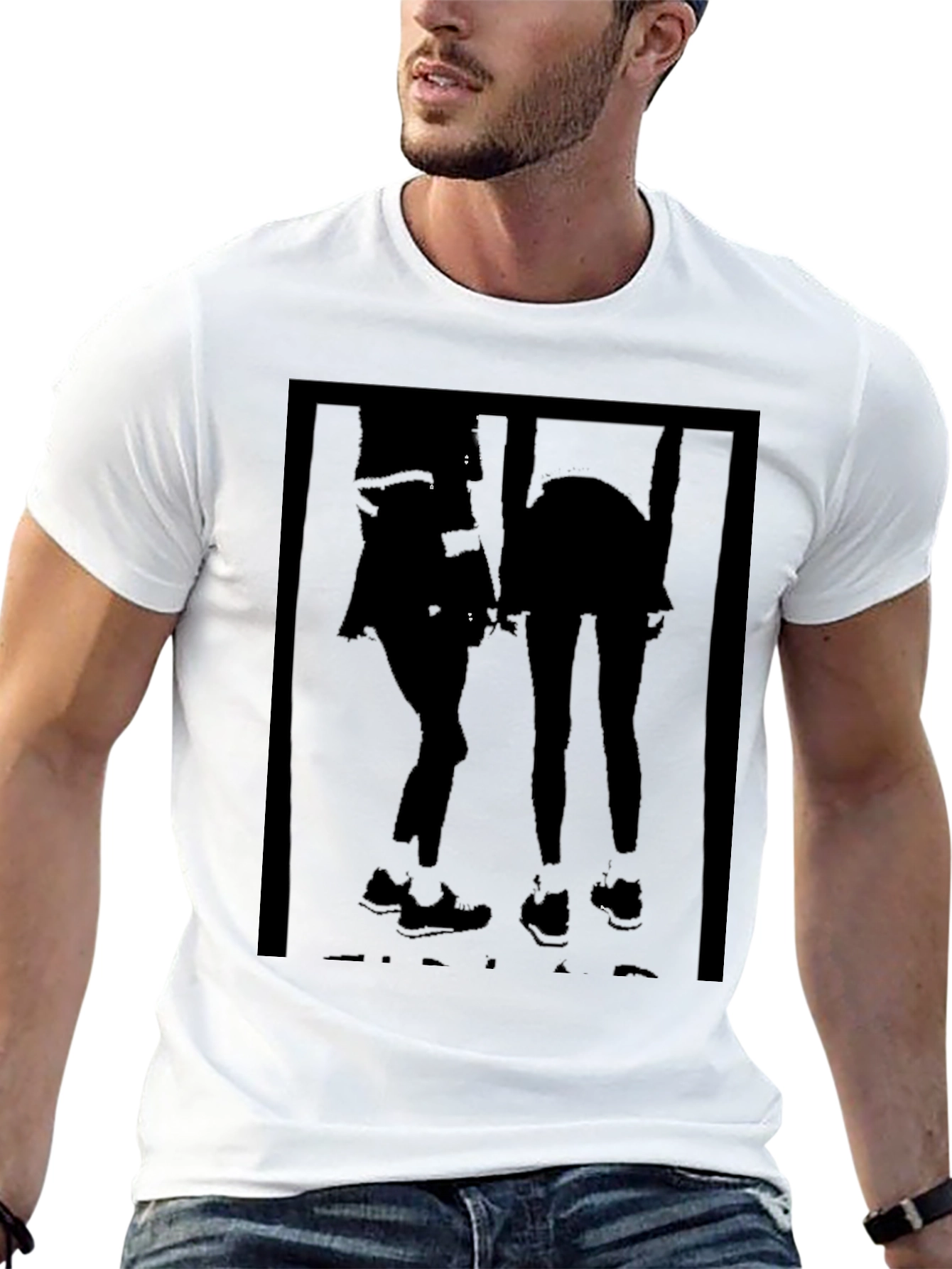 Black Graphic Tee - Silhouette Duo