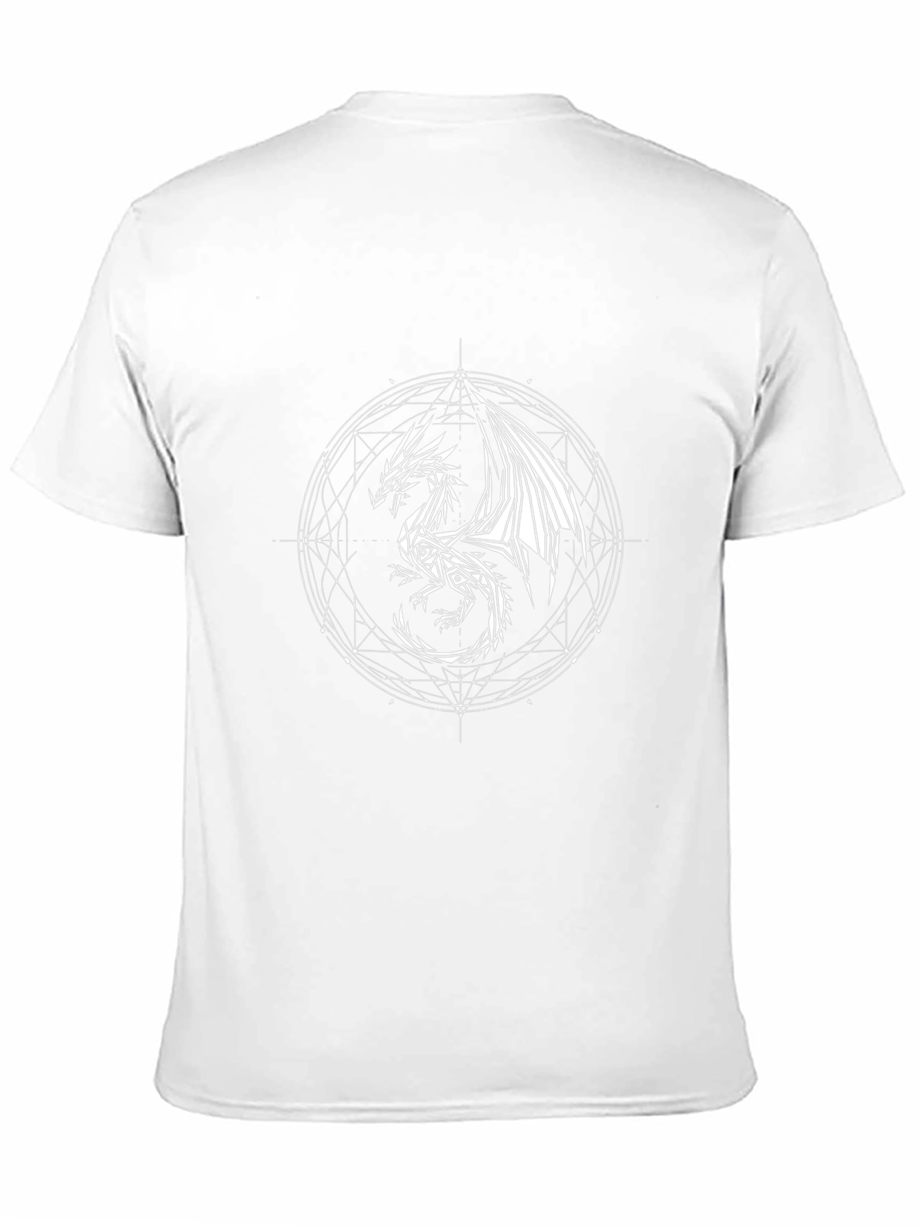 Dragon Geometric Design Black T-Shirt