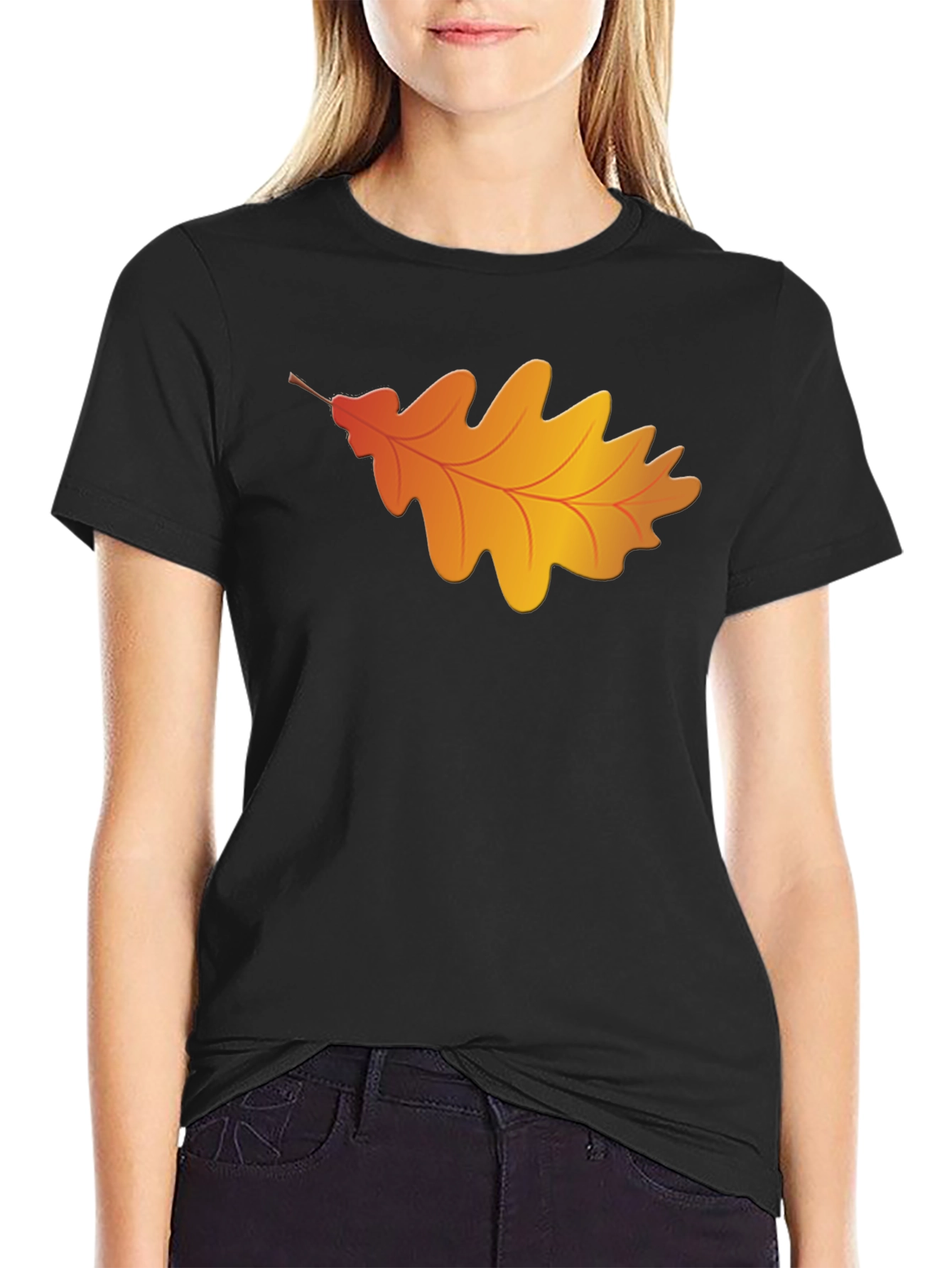 Autumn Leaf Graphic T-Shirt - Classic Black
