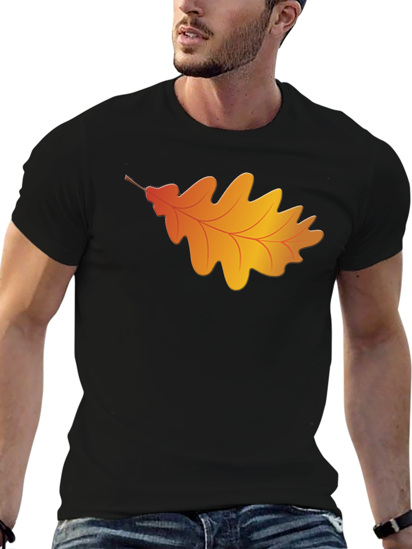 Autumn Leaf Graphic T-Shirt - Classic Black