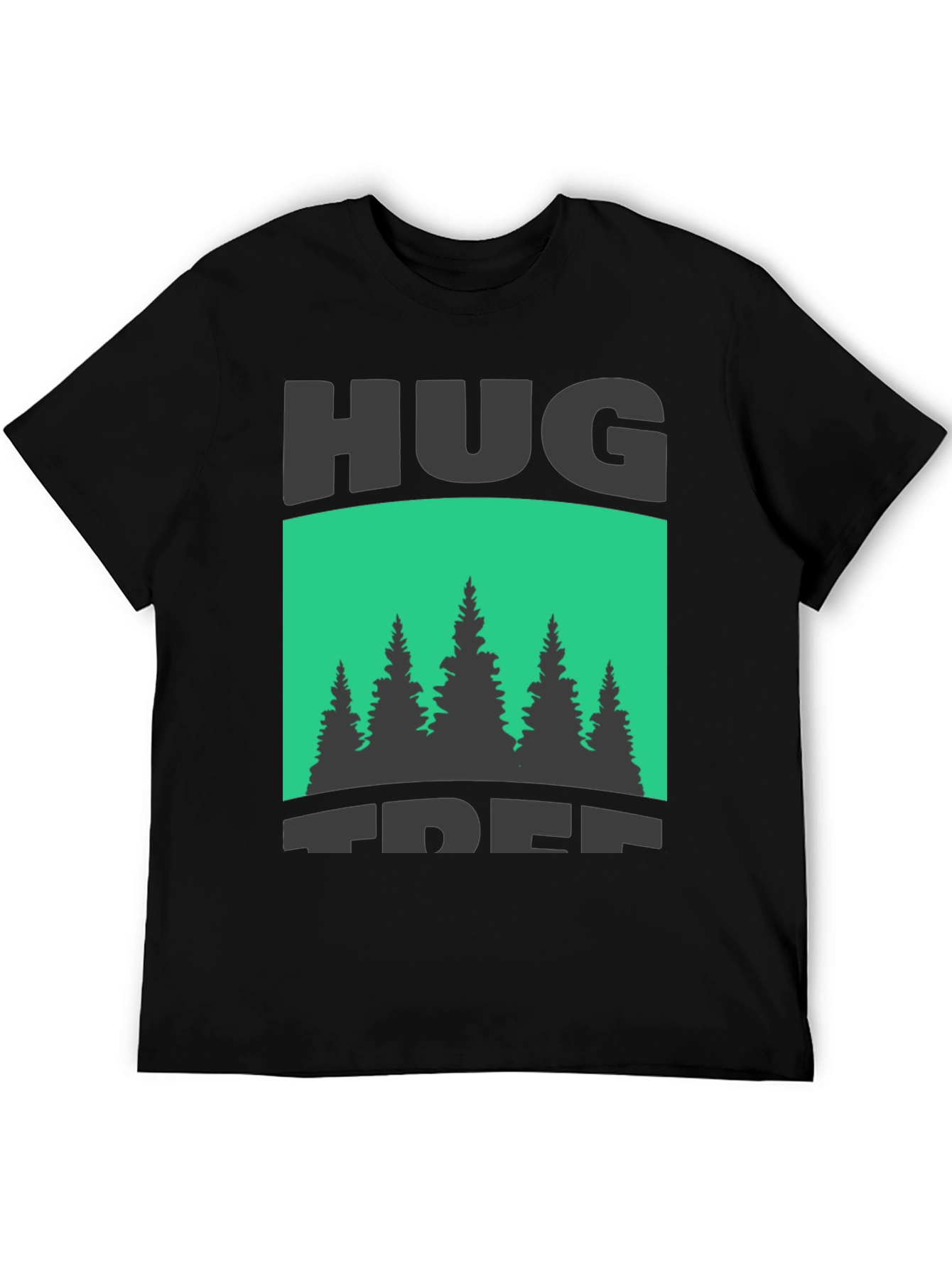 Hug Tree Graphic Print Black T-Shirt