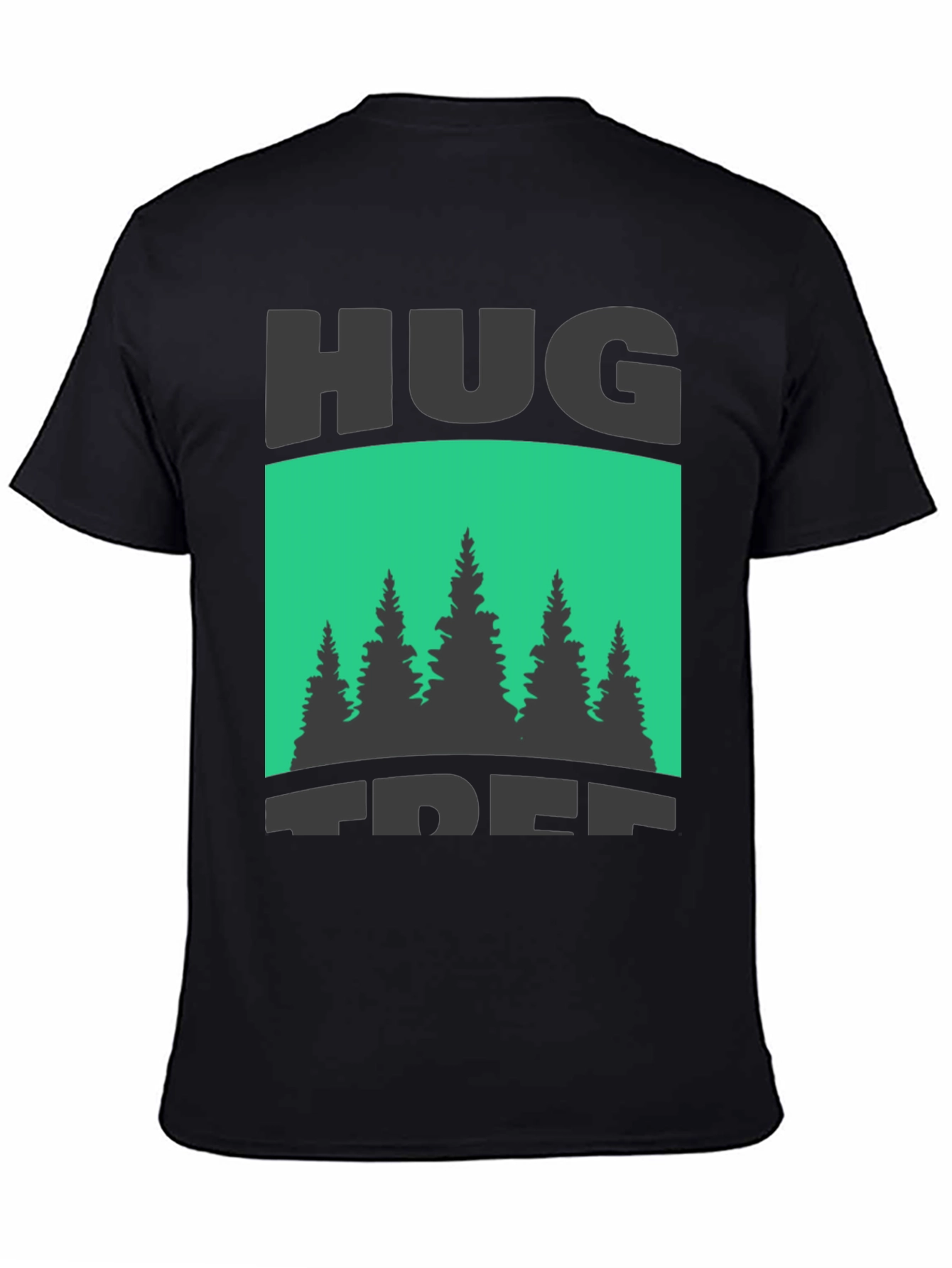Hug Tree Graphic Print Black T-Shirt