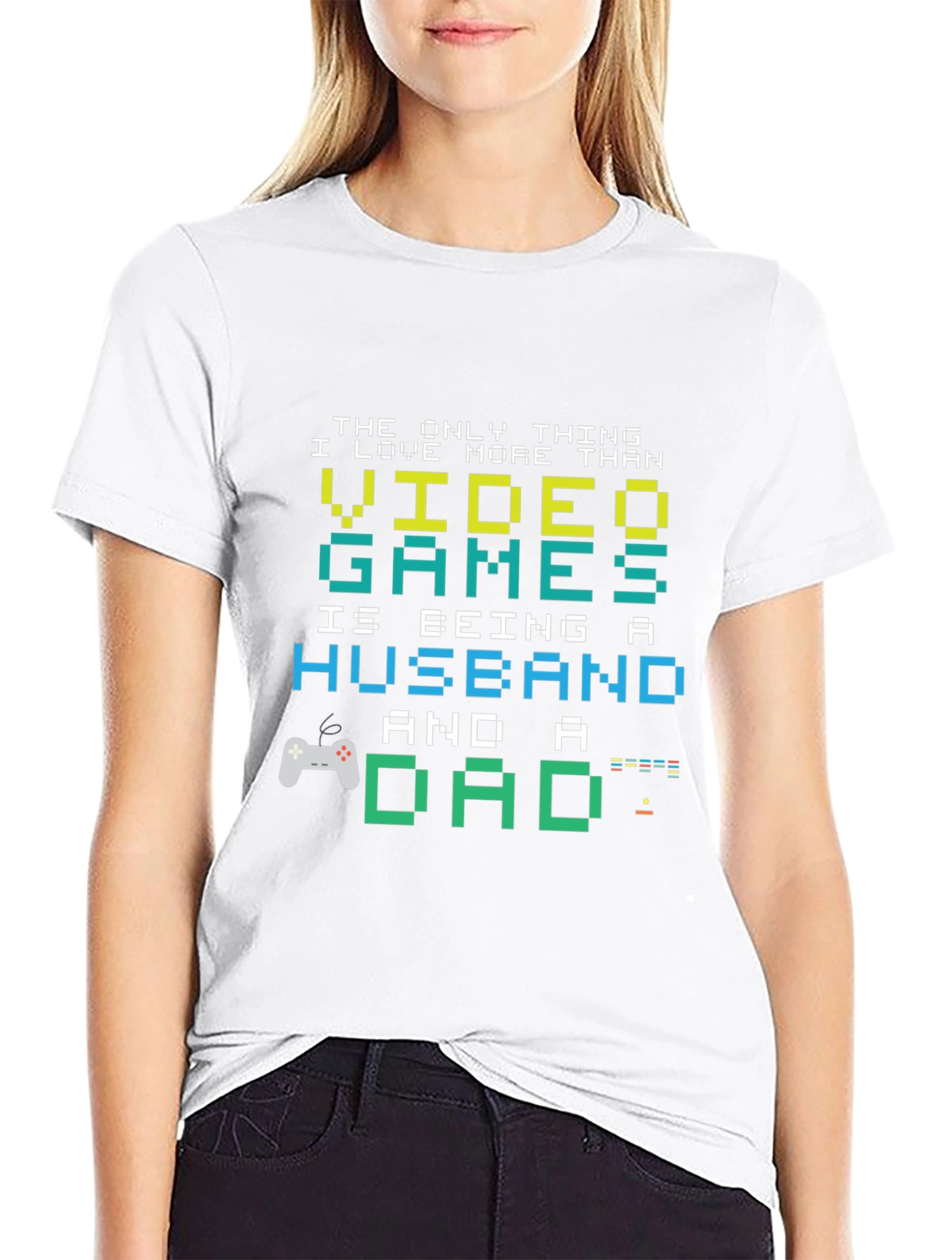Gamer Dad Husband T-Shirt - Pixel Art Graphic Tee