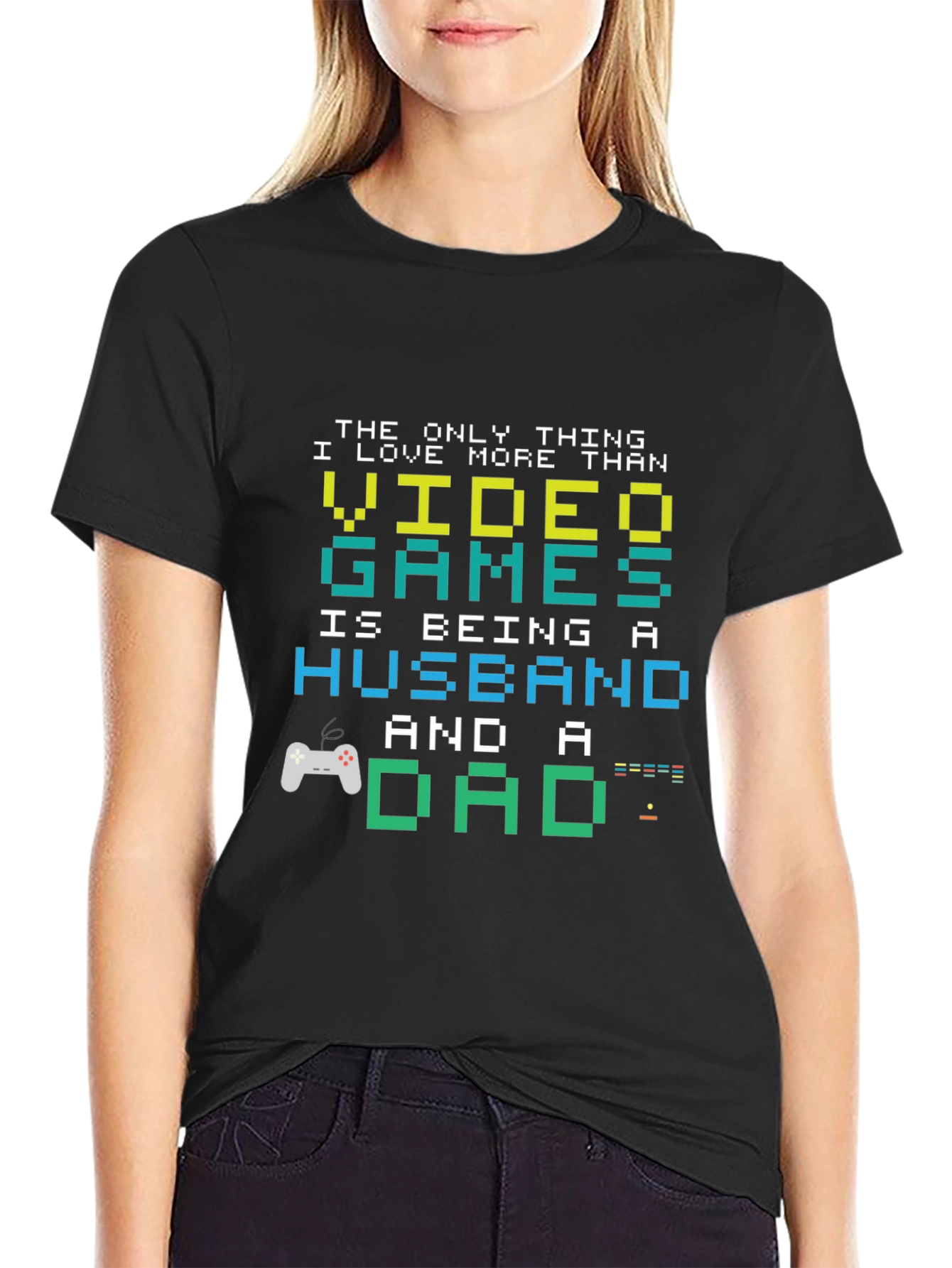 Gamer Dad Husband T-Shirt - Pixel Art Graphic Tee