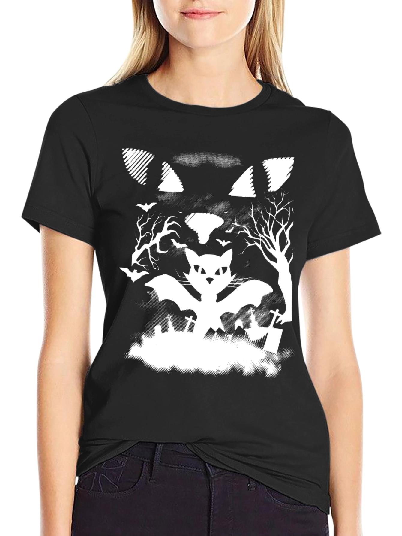 Halloween Cat Bat T-Shirt