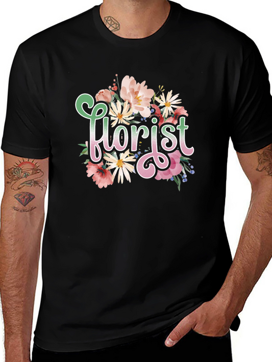 Florist Floral Graphic T-Shirt - Black Cotton Tee