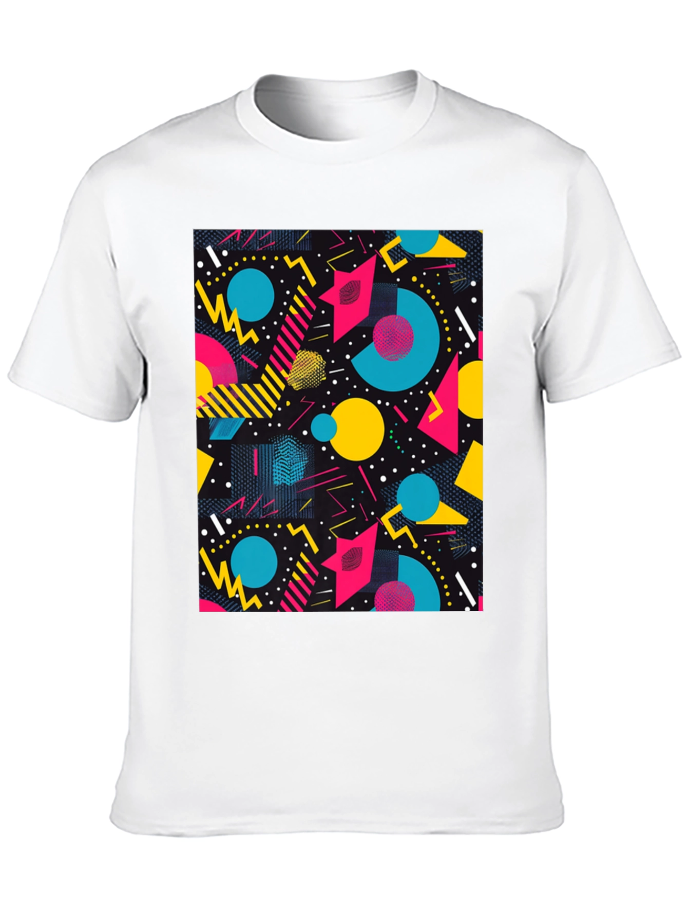 Retro Geometric Pattern T-Shirt - Black