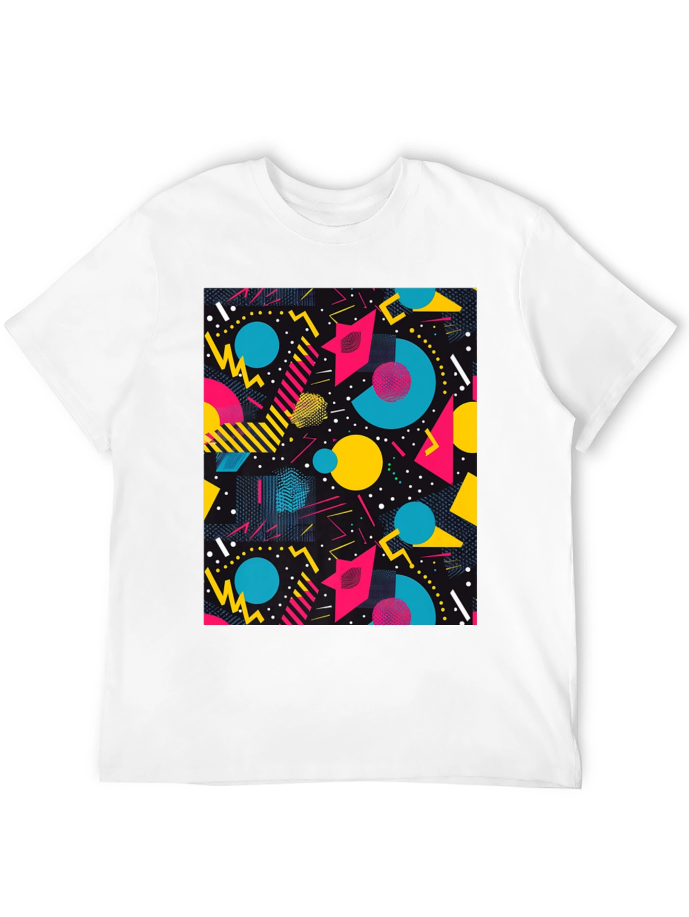 Retro Geometric Pattern T-Shirt - Black