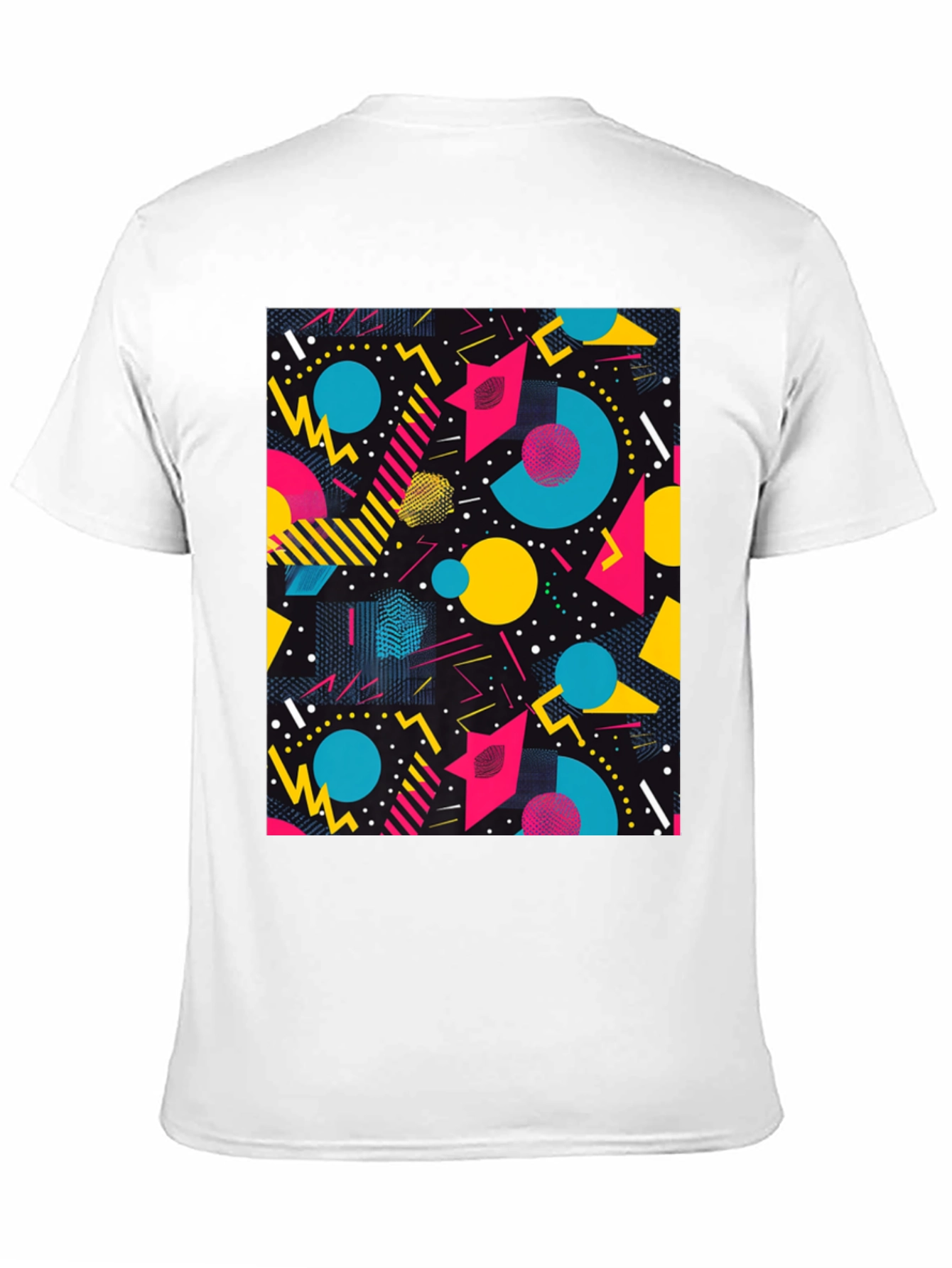 Retro Geometric Pattern T-Shirt - Black