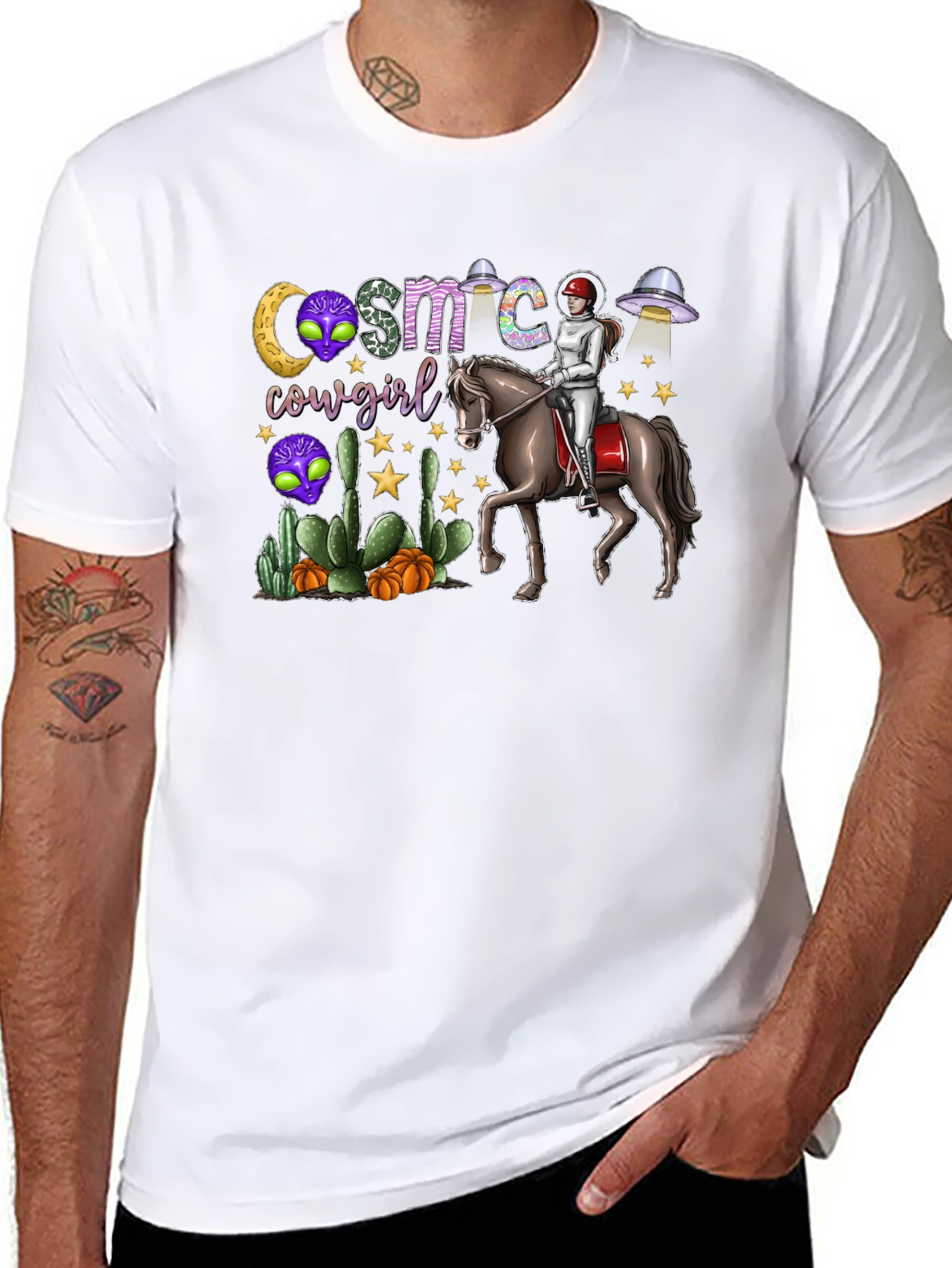 Cosmic Cowgirl T-Shirt - Western Space Rider Tee