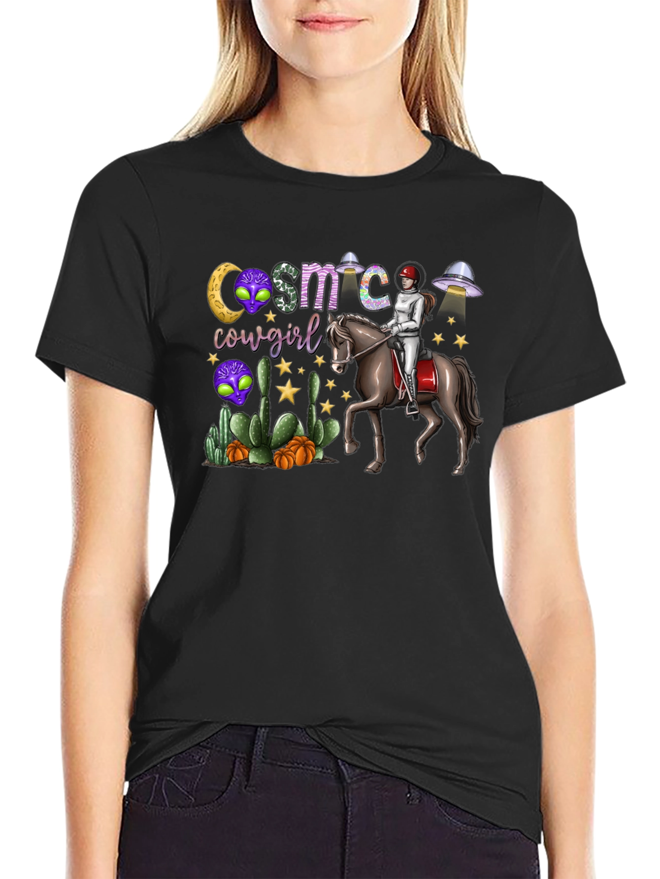 Cosmic Cowgirl T-Shirt - Western Space Rider Tee