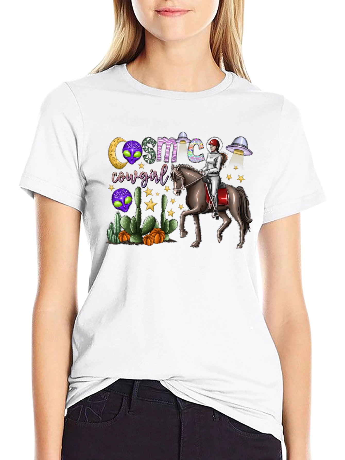 Cosmic Cowgirl T-Shirt - Western Space Rider Tee