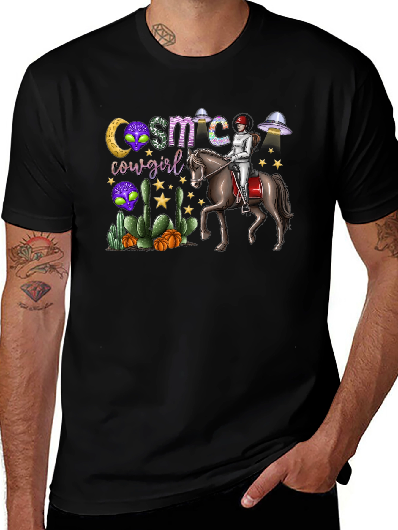 Cosmic Cowgirl T-Shirt - Western Space Rider Tee