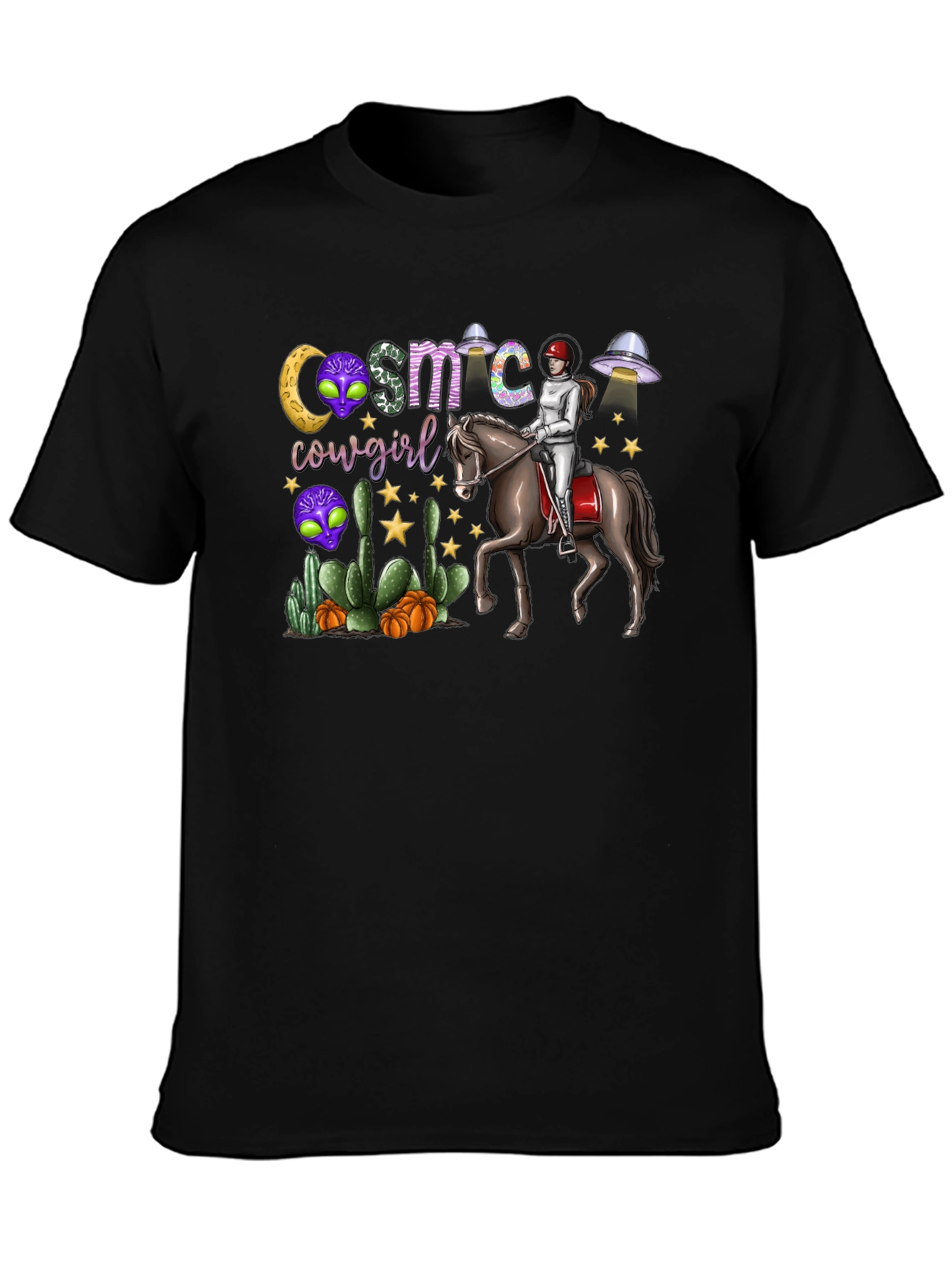 Cosmic Cowgirl T-Shirt - Western Space Rider Tee