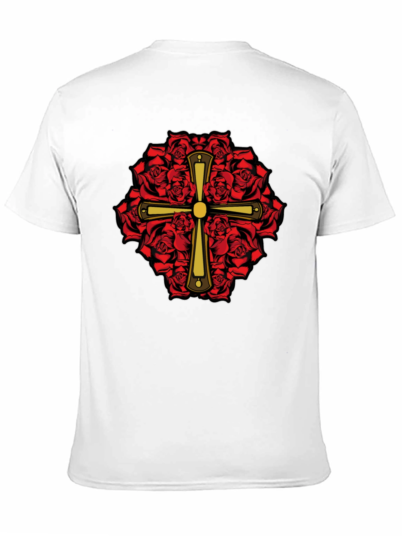 Rose & Cross Graphic T-Shirt - Black
