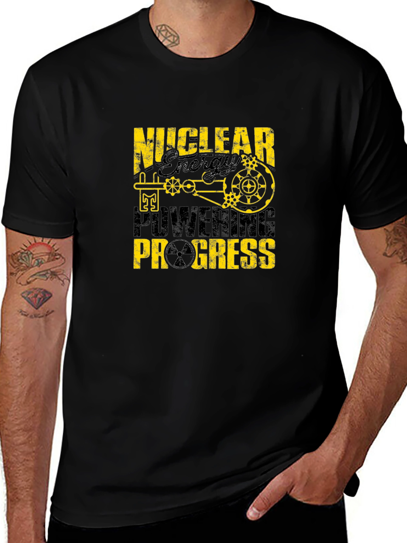 Nuclear Energy Powering Progress Black T-Shirt