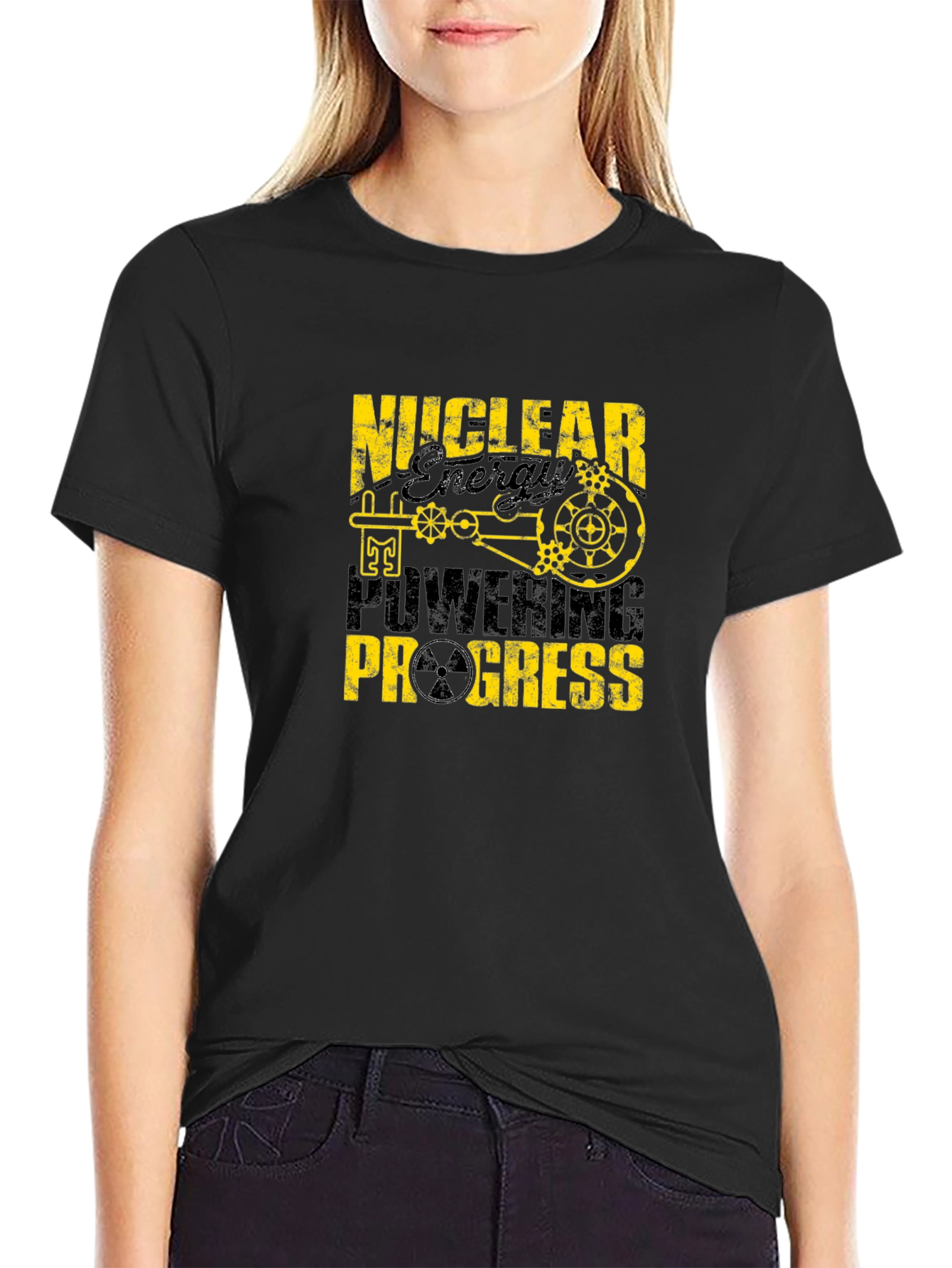 Nuclear Energy Powering Progress Black T-Shirt