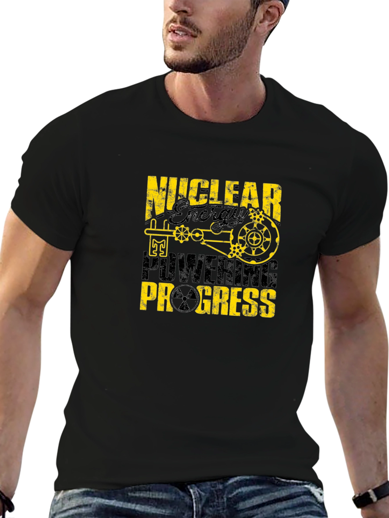 Nuclear Energy Powering Progress Black T-Shirt