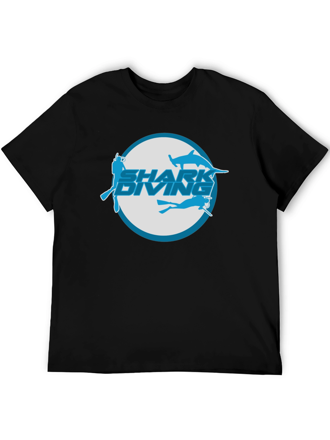 Shark Diving T-Shirt - Black Cotton Tee
